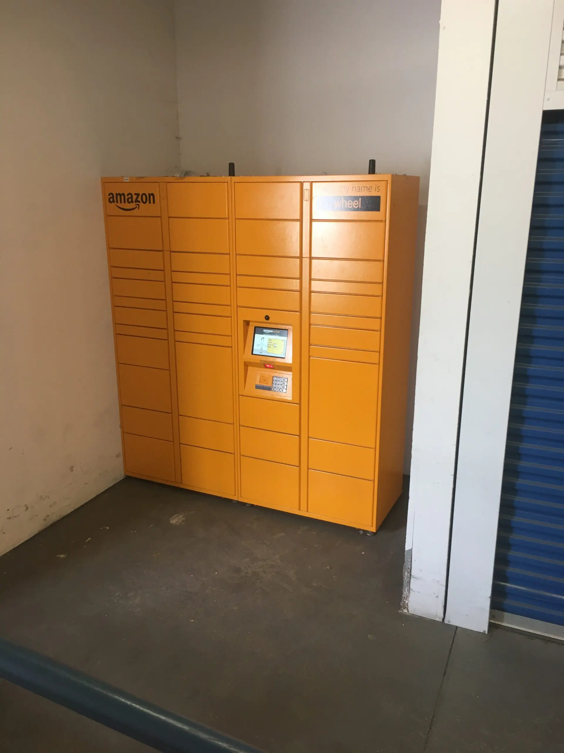 Amazon package pickup station.