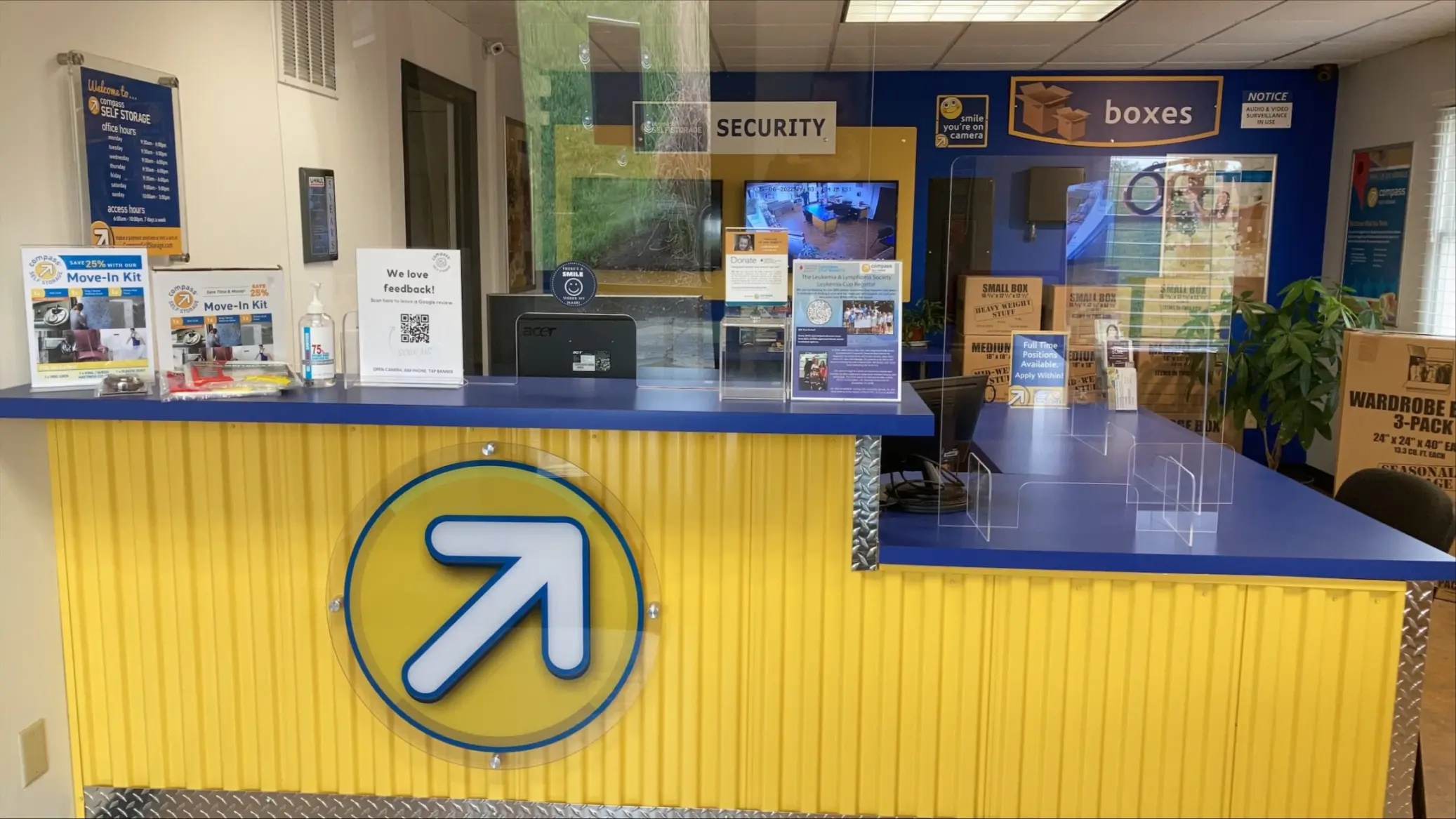 Compass Self Storage lobby area in Hebron, KY.