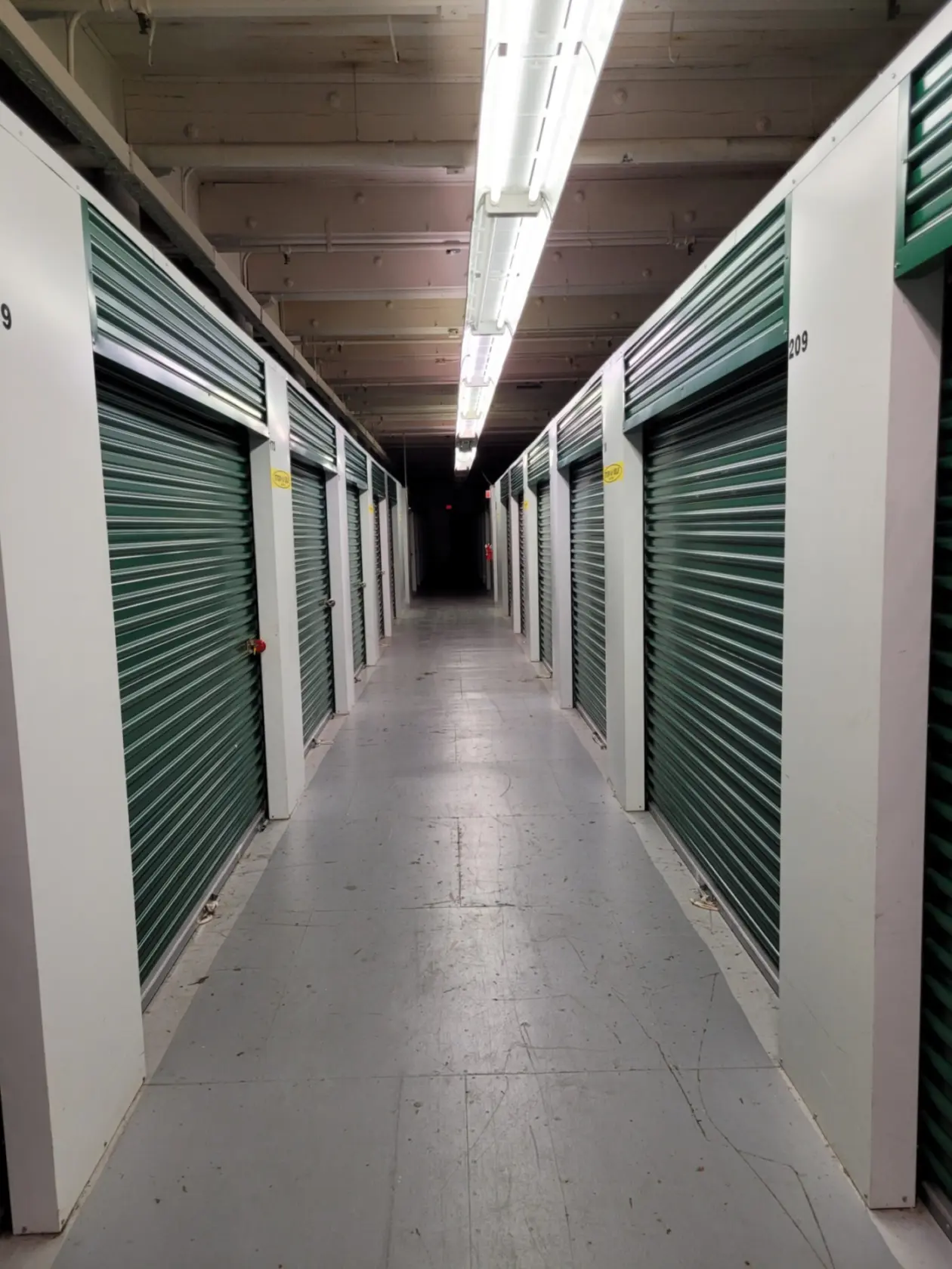 Indoor storage units at Compass Self Storage in Taunton, MA.