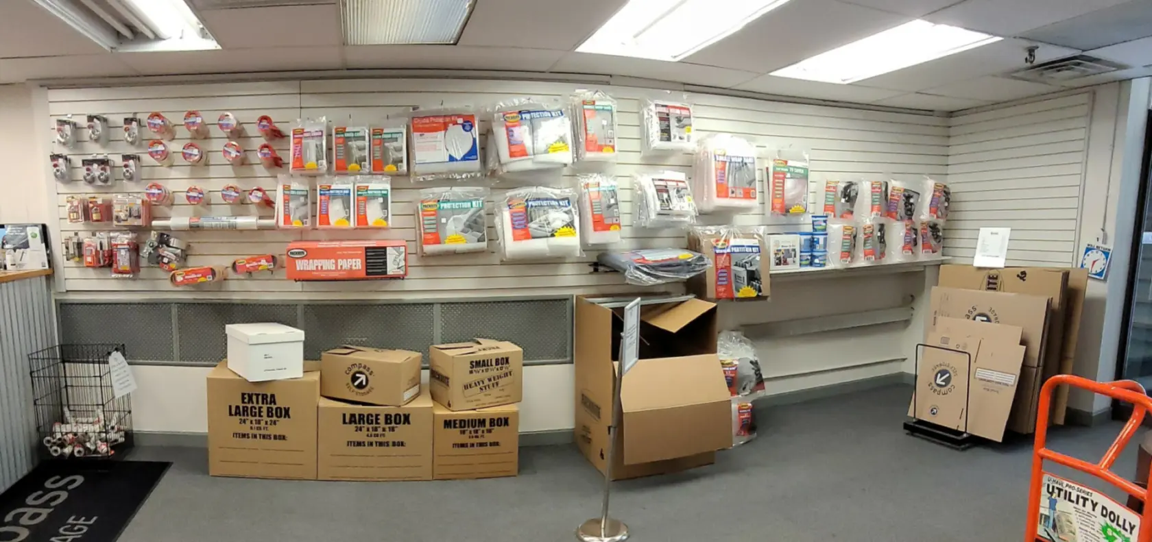 Storage and moving supplies for sale.