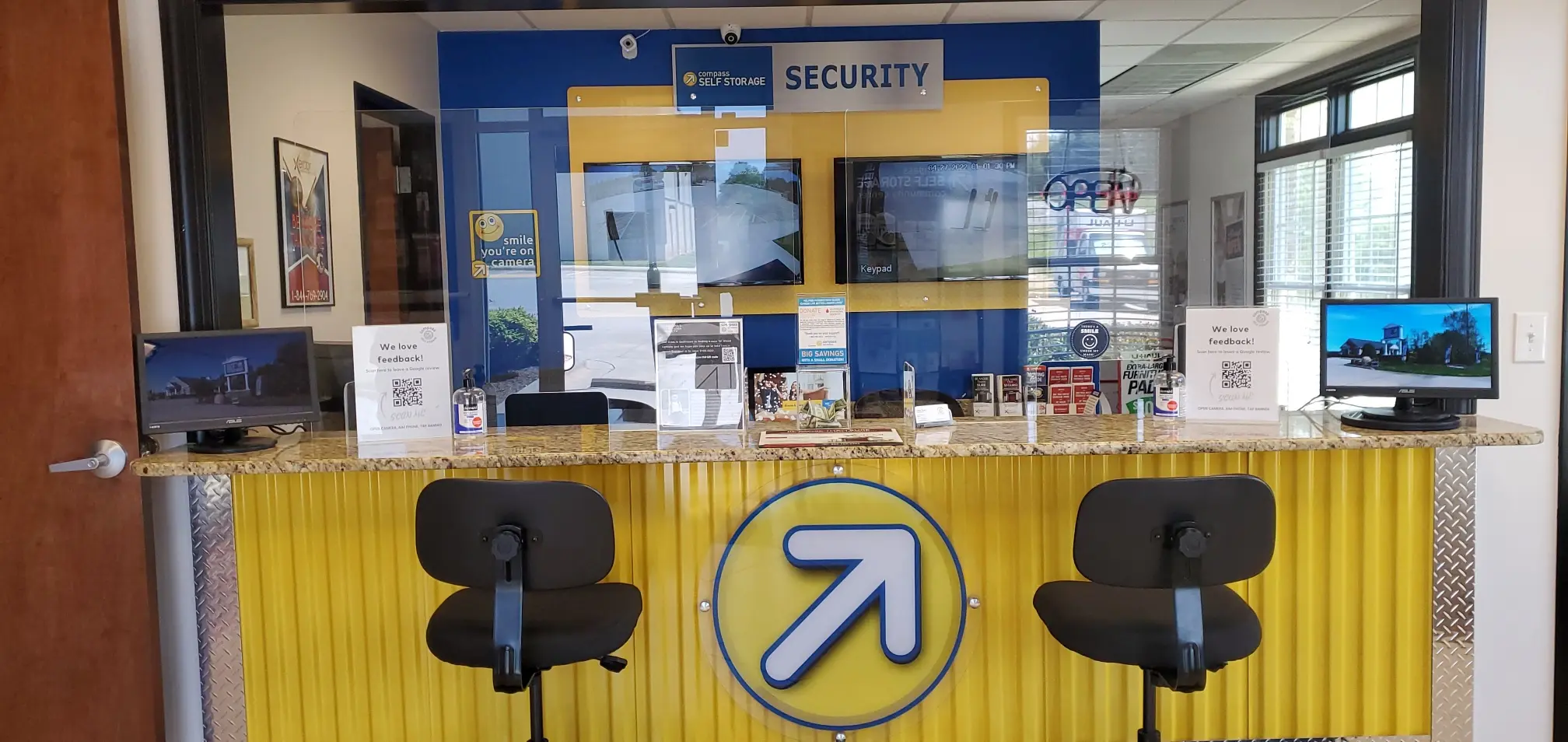 Front desk at Compass Self Storage.