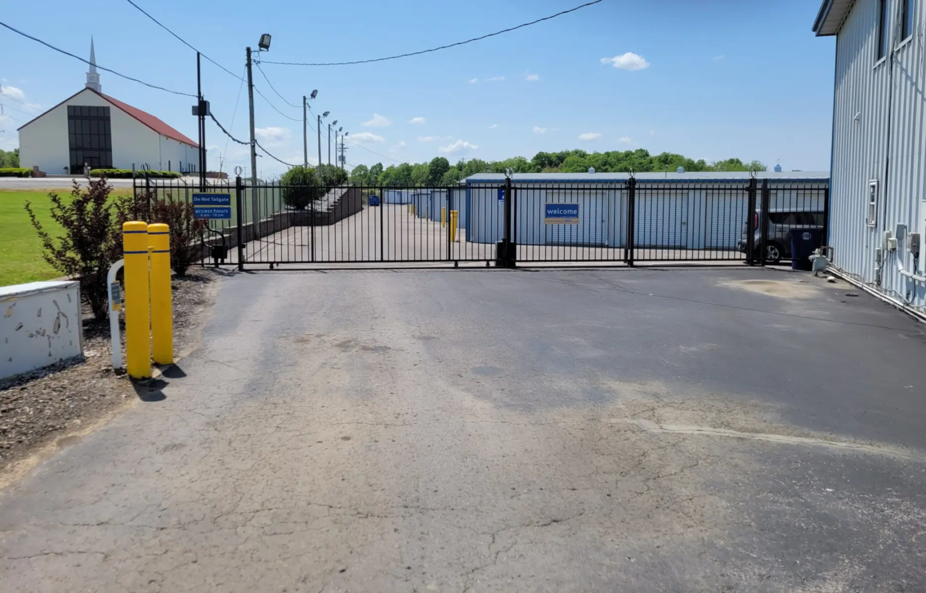 Security gate at Compass Self Storage.