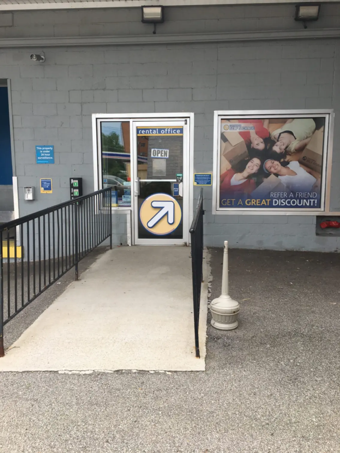 Handicap friendly ramp to enter the front door to office.