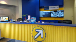 Front desk of a Compass Self Storage office.