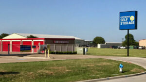 Street view of Compass Self Storage facility in McKinney, Texas.