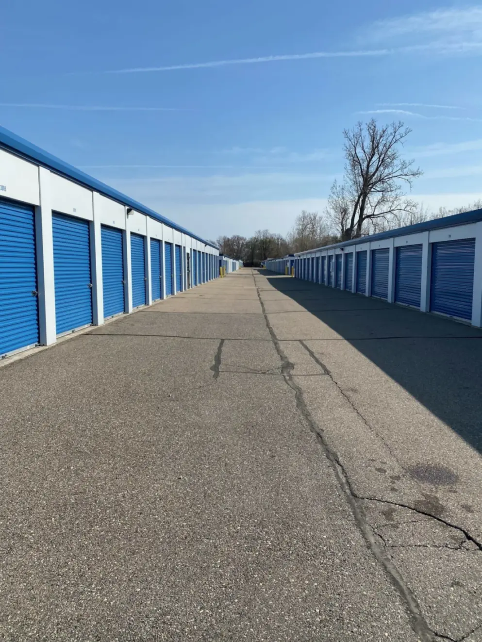 Drive-up units at Compass Self Storage.