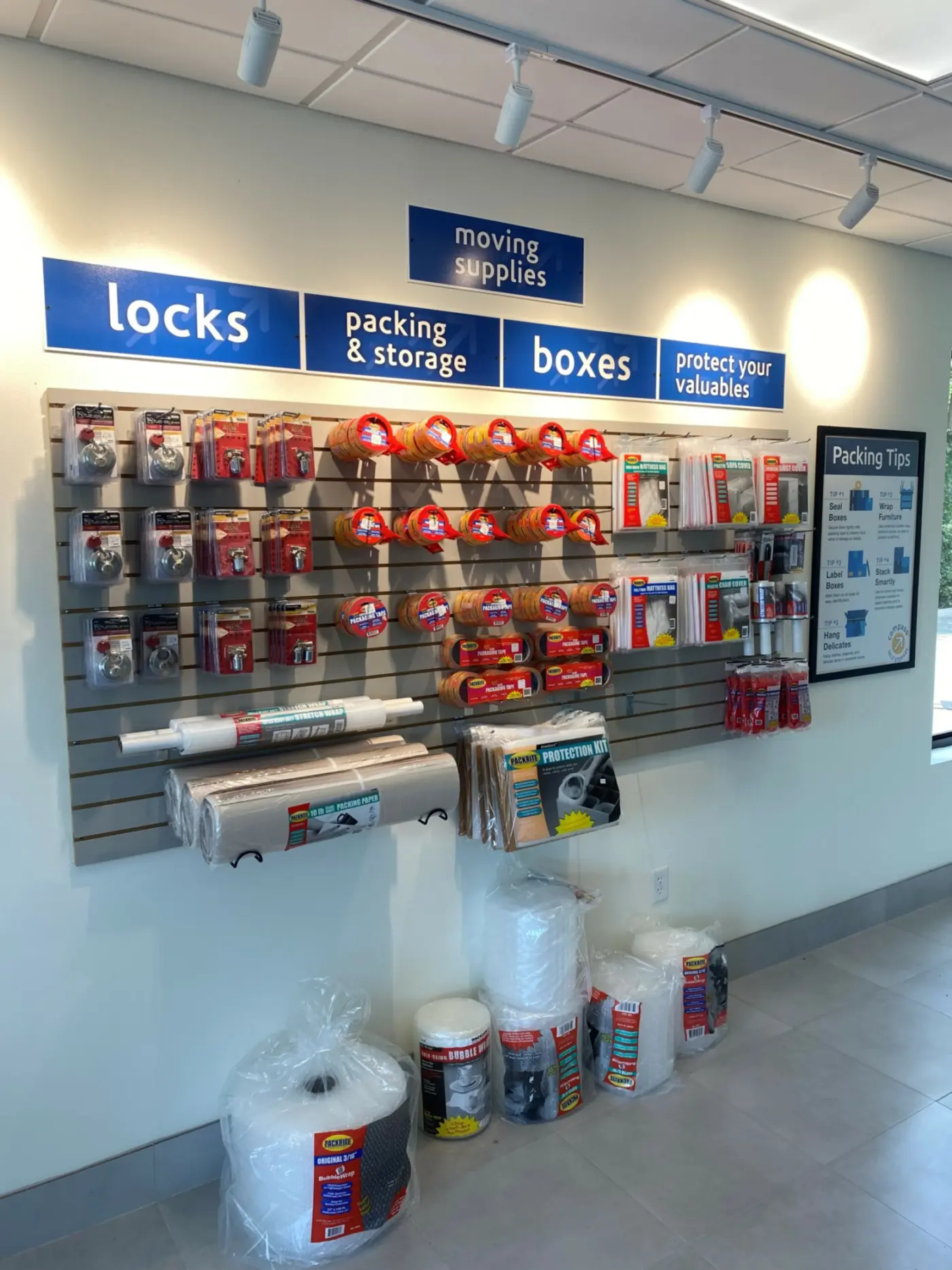 Moving supplies retail section.