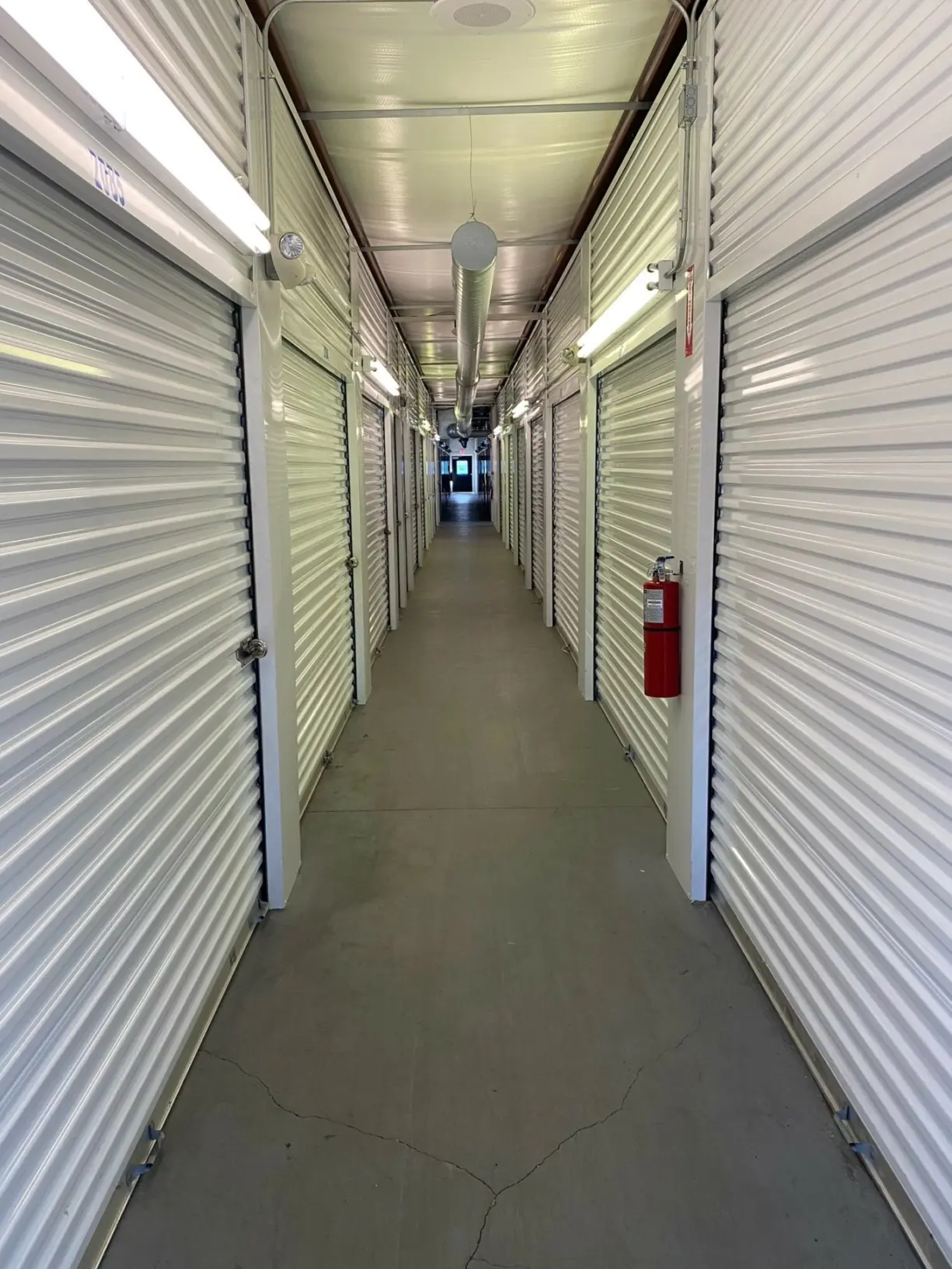 Climate controlled storage unit hallway at Compass Self Storage.