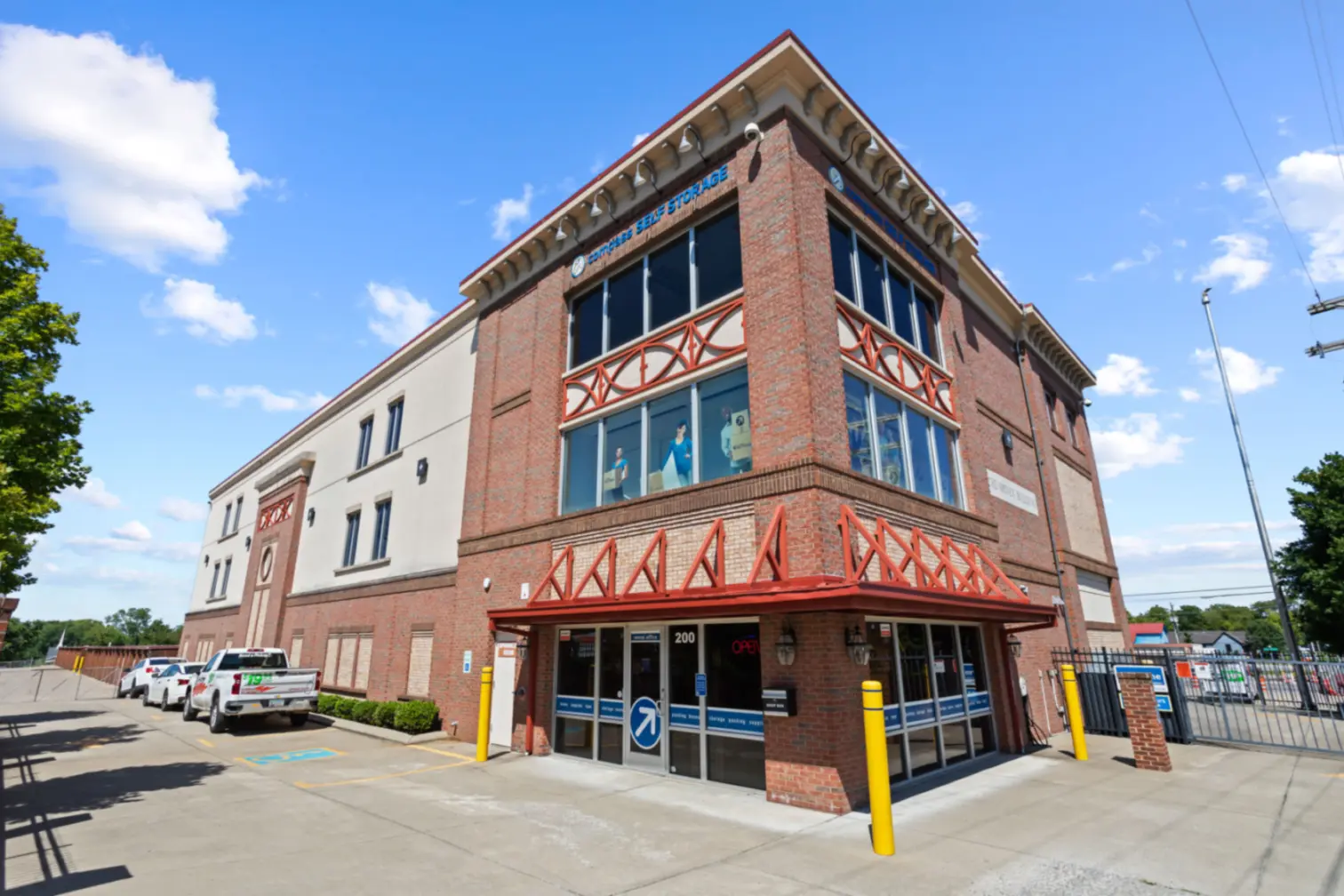 Brick Compass Self Storage facility.