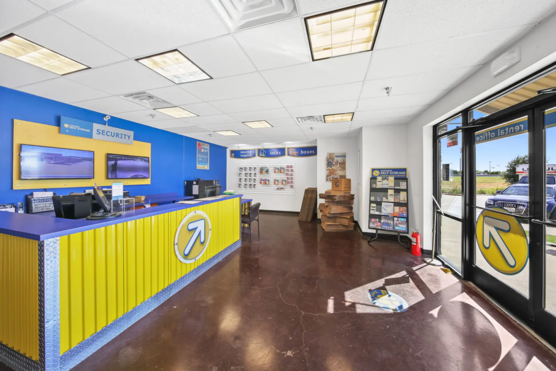 Service desk at Compass Self Storage.