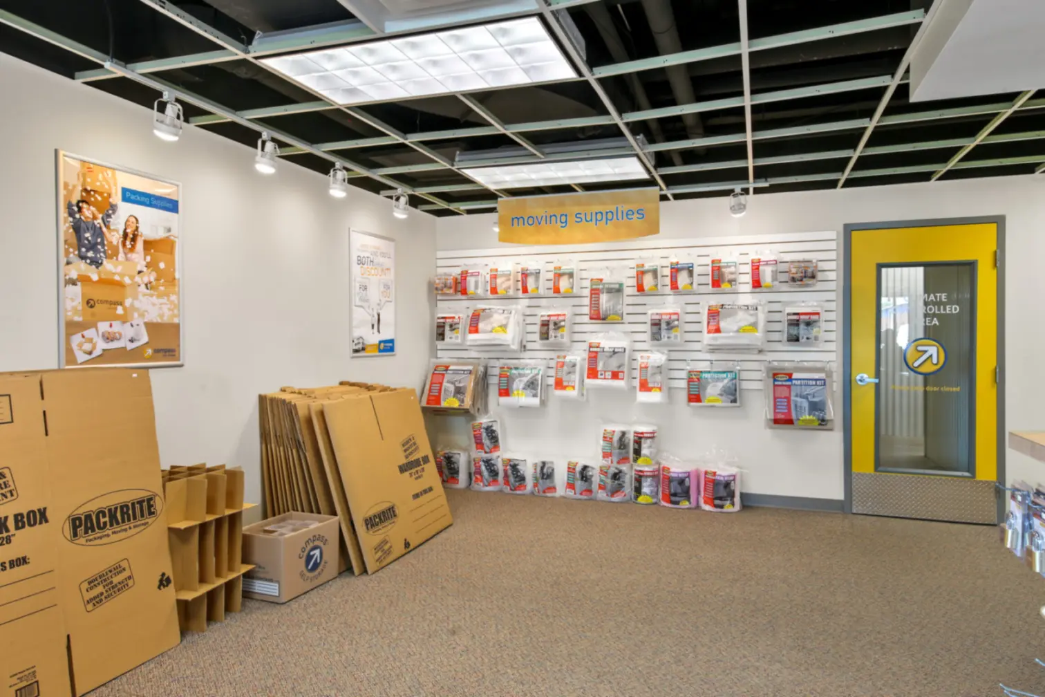 Packing supplies at Compass Self Storage.