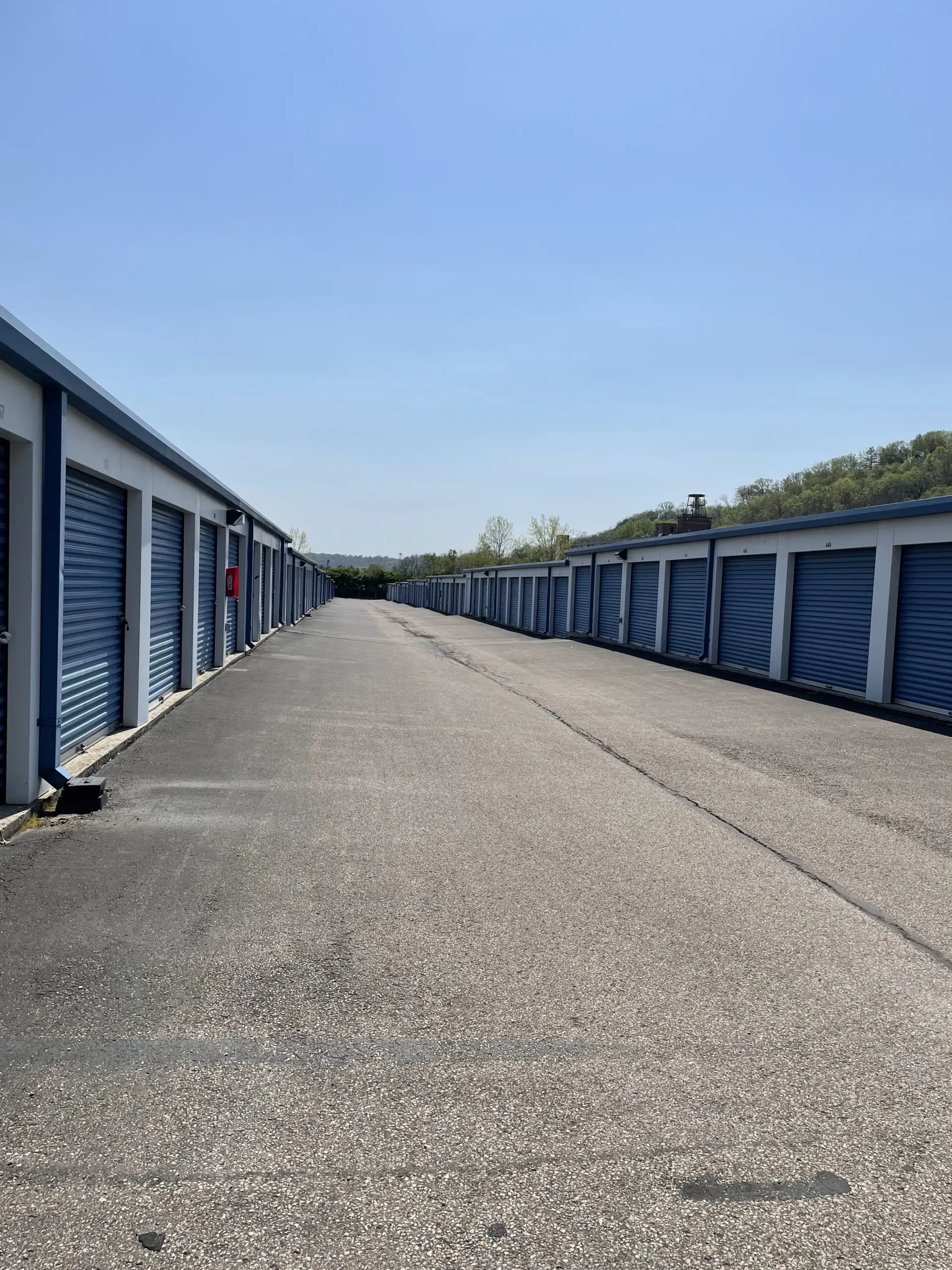 Outdoor storage units with drive-up.