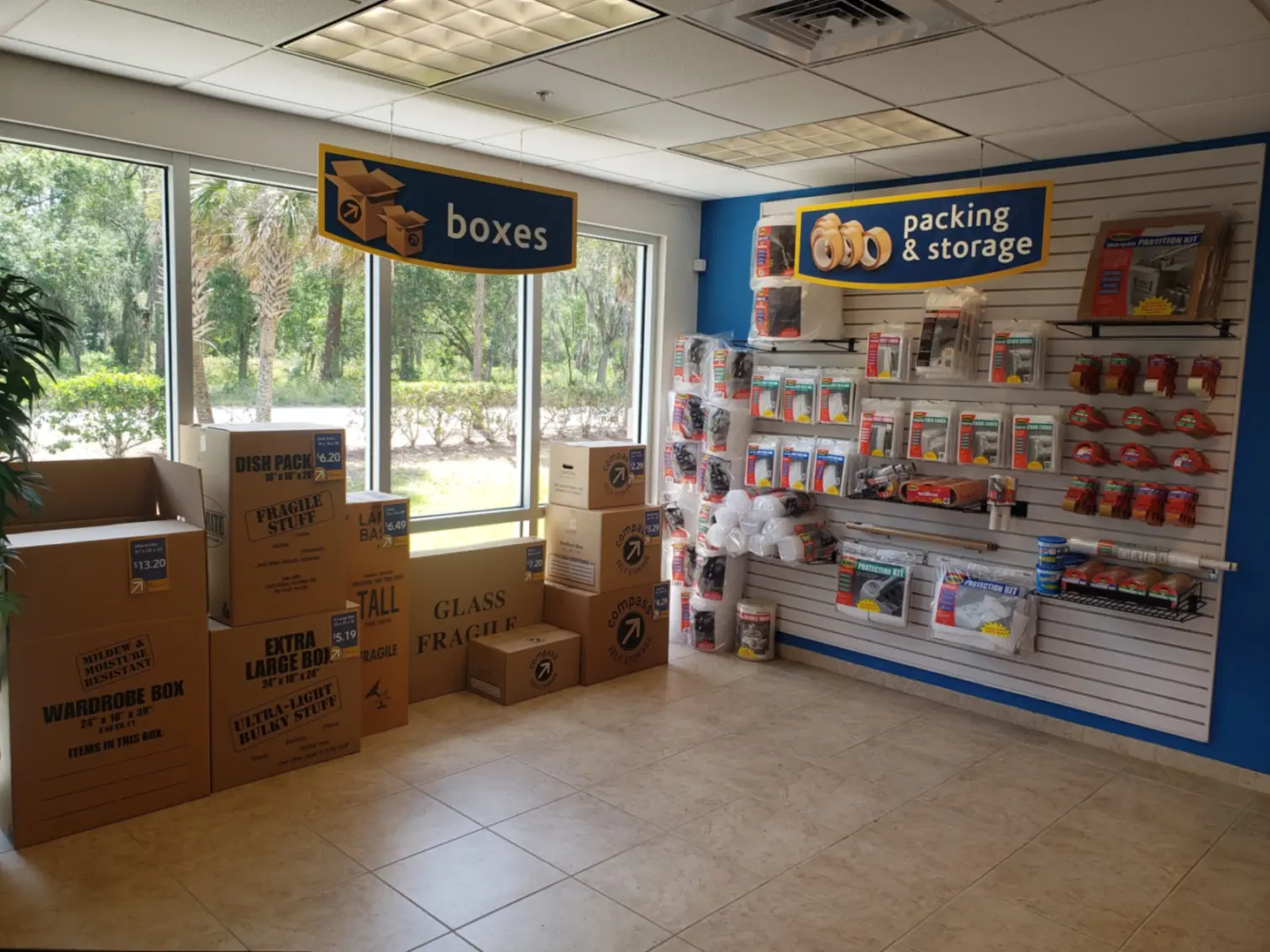 Packing and moving supplies available at Compass Self Storage.