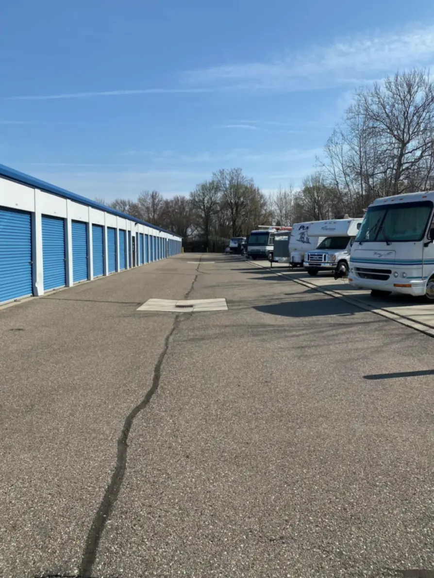 Drive-up units at Compass Self Storage.