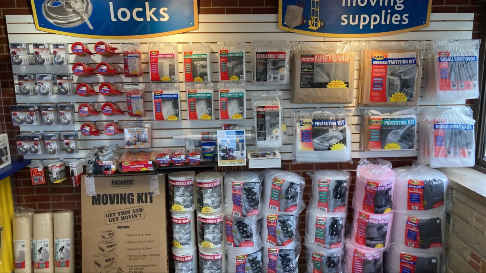 Moving supplies and locks for sale.