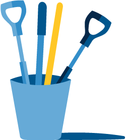 Graphic of shovels in a bucket.