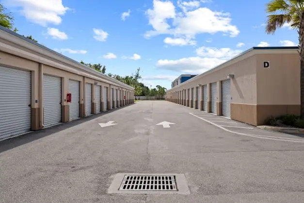 Outdoor storage units with drive-up access.