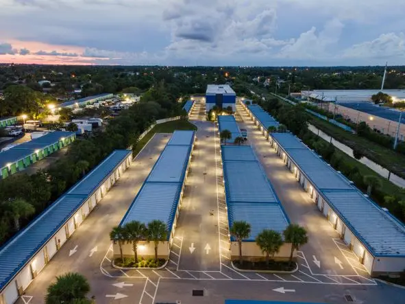 Aerial view of Compass Self Storage.