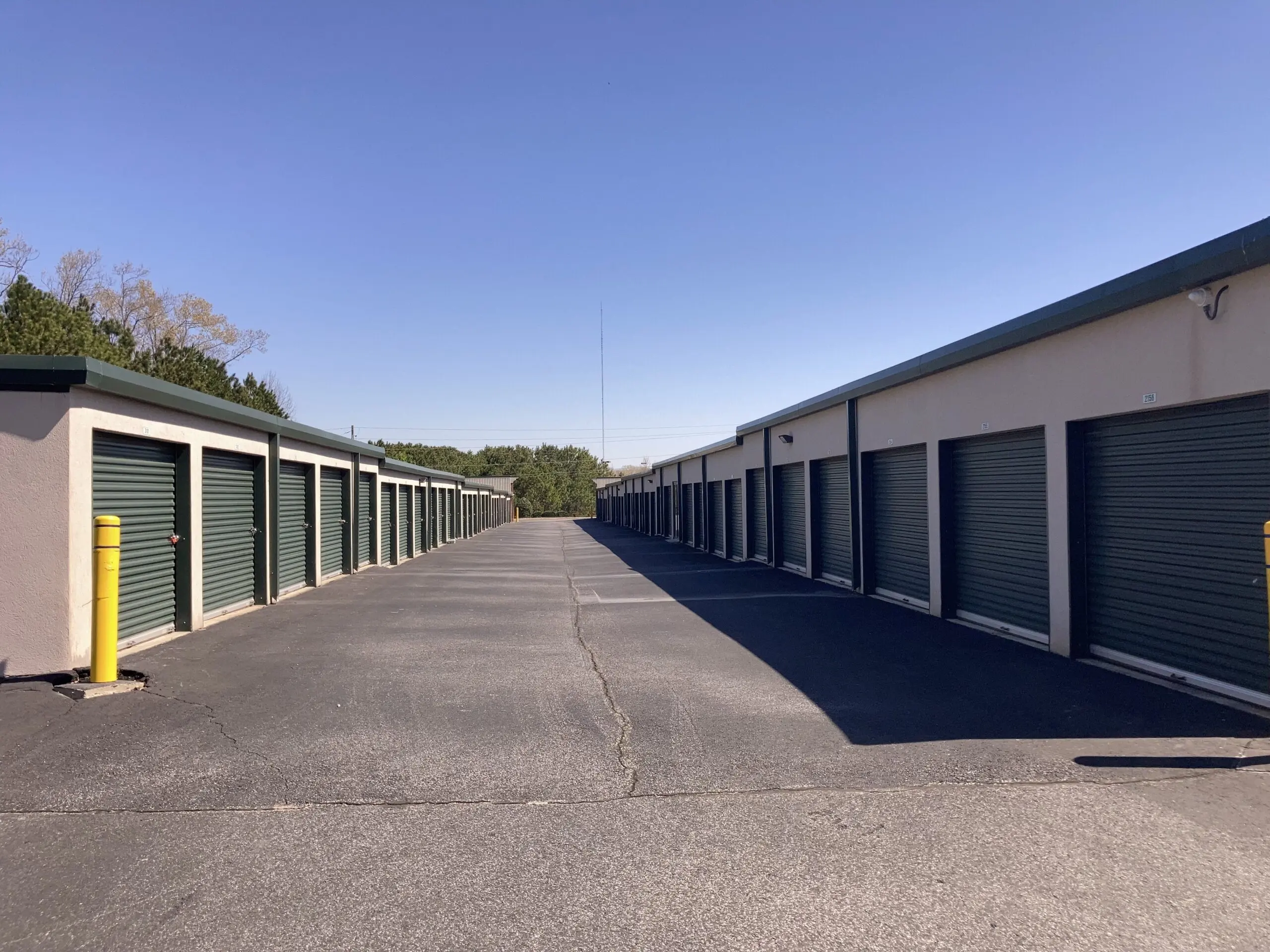 Drive-up units at Compass Self Storage.