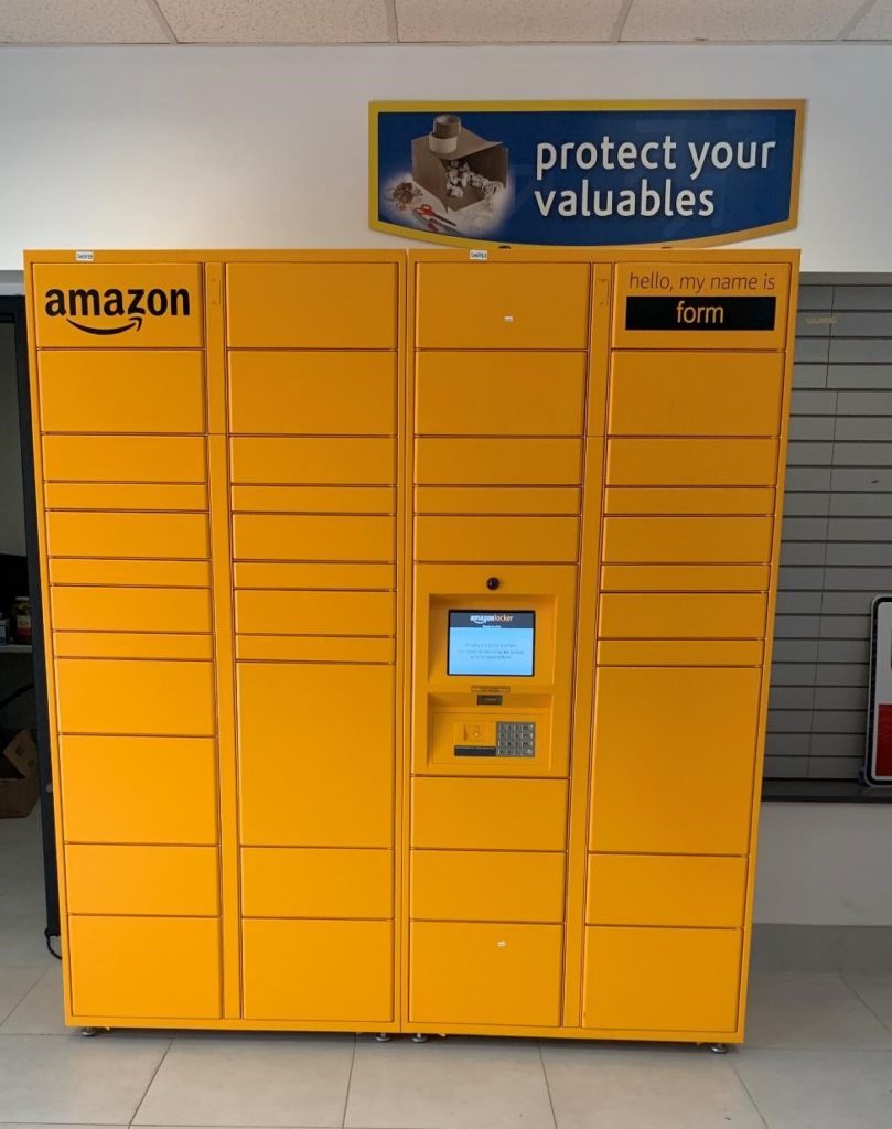 A unit of Amazon Lockers at a Compass Self Storage facility