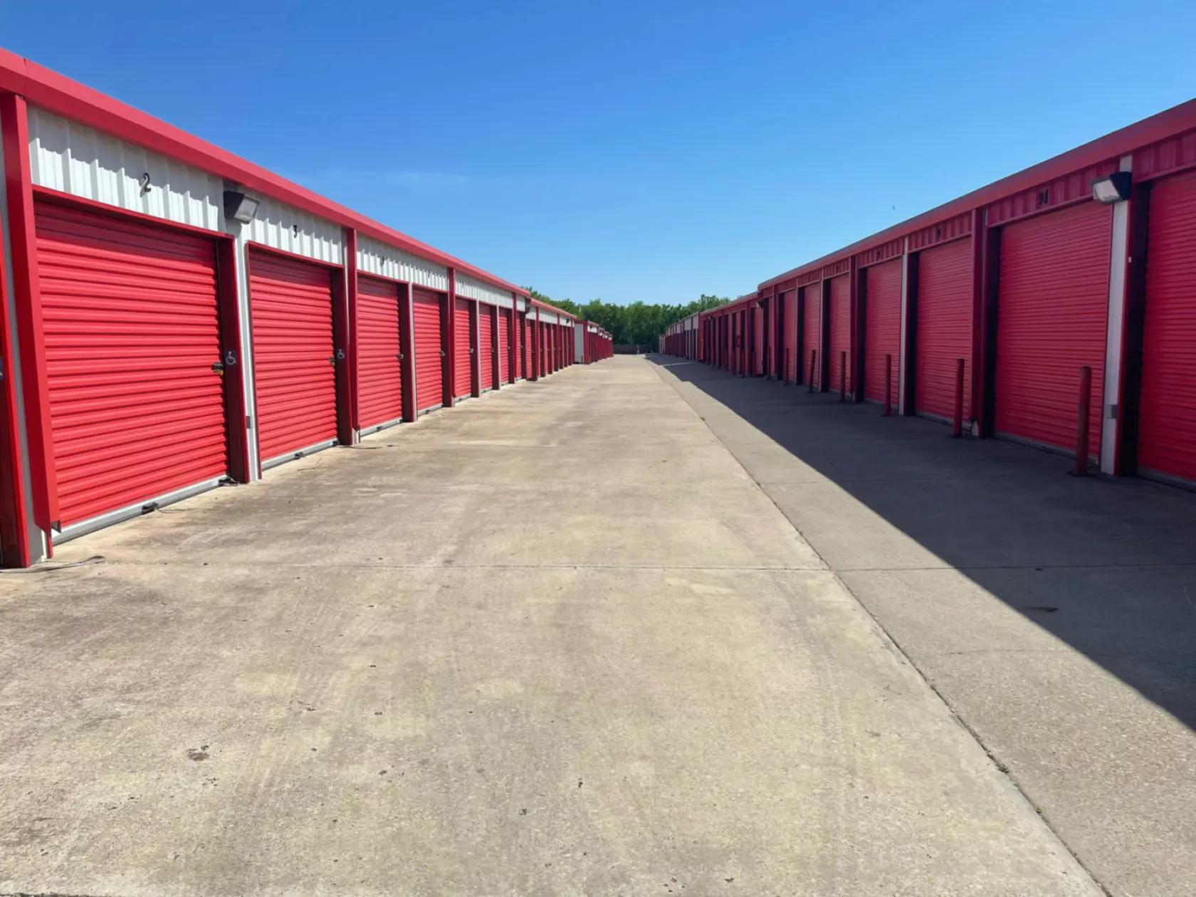 Drive-up units at Compass Self Storage.