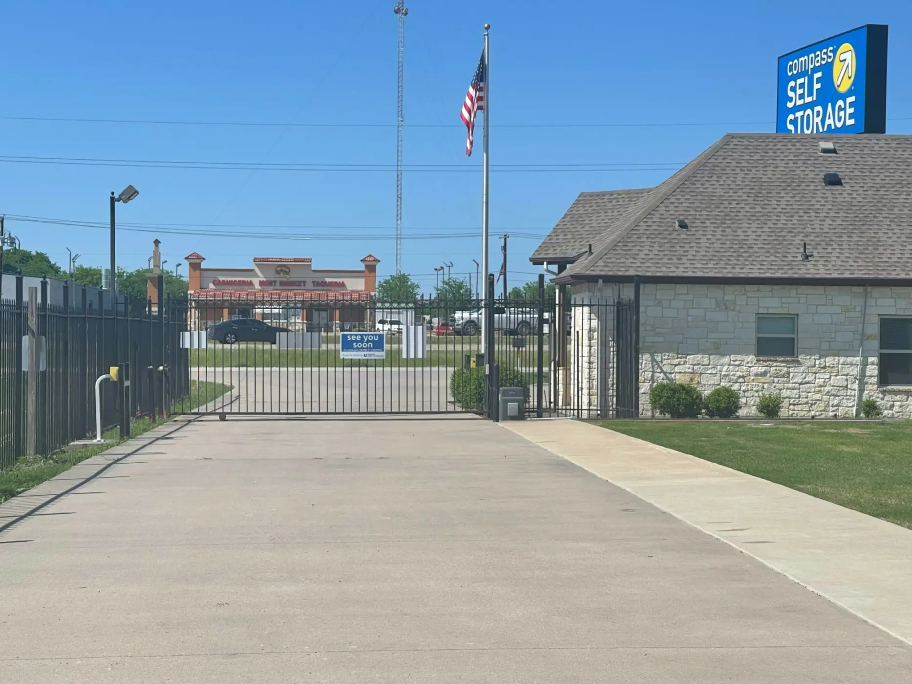 Gated access at Compass Self Storage.
