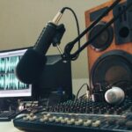 Recording equipment in a home music studio