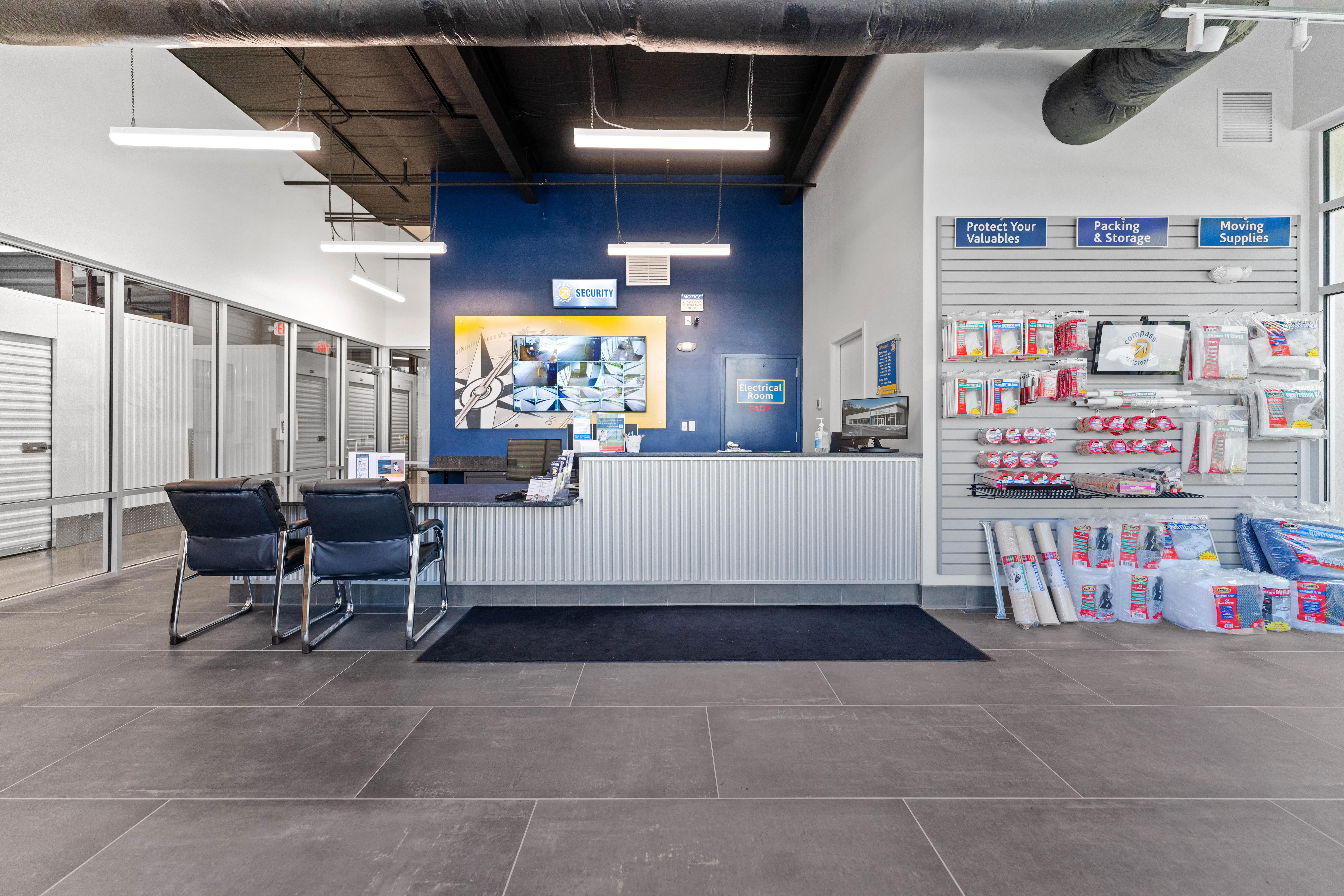 Front desk at Compass Self Storage.