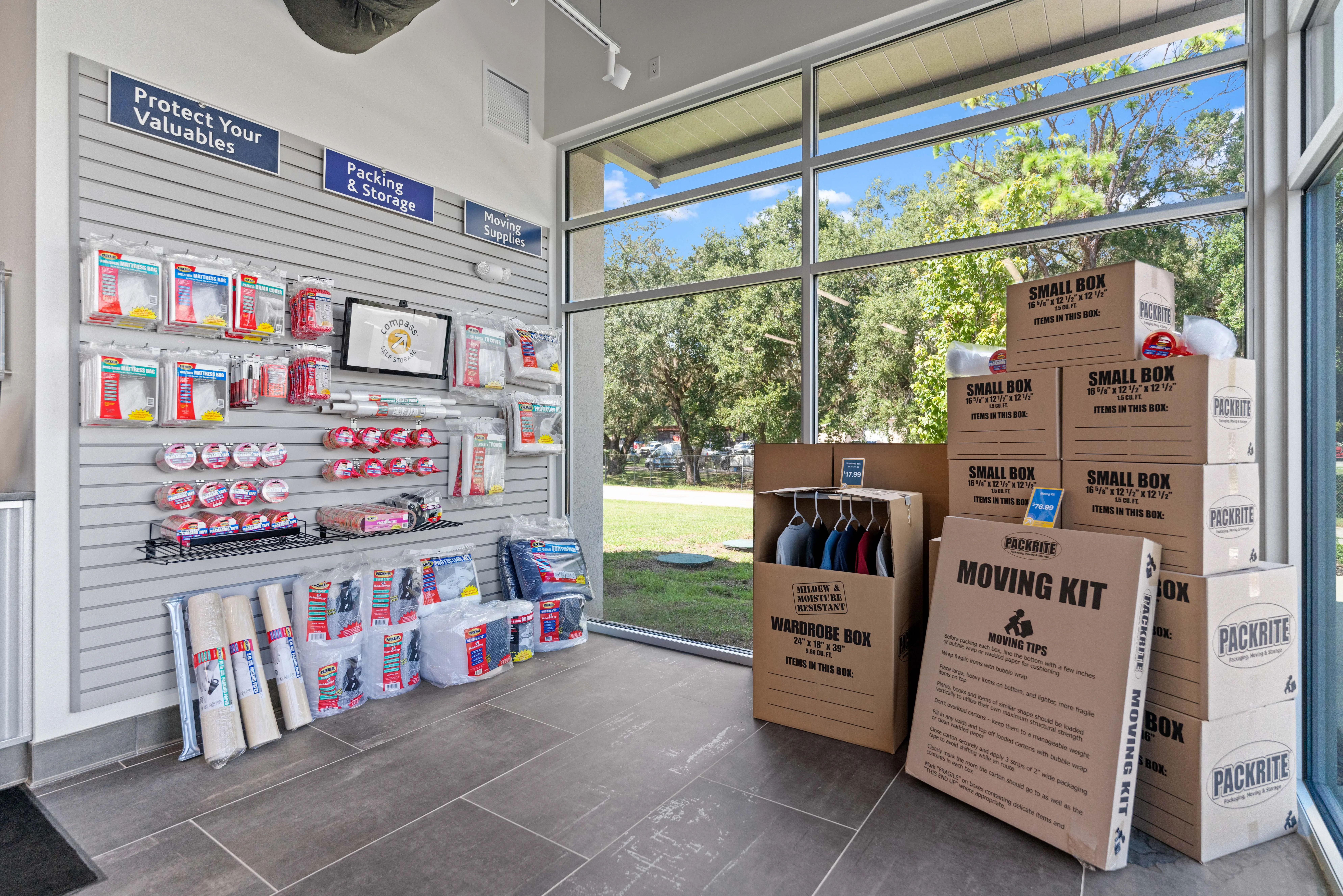 Retail area at Compass Self Storage.