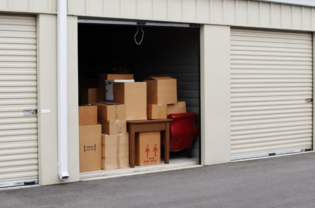 Storage boxes in a self storage unit