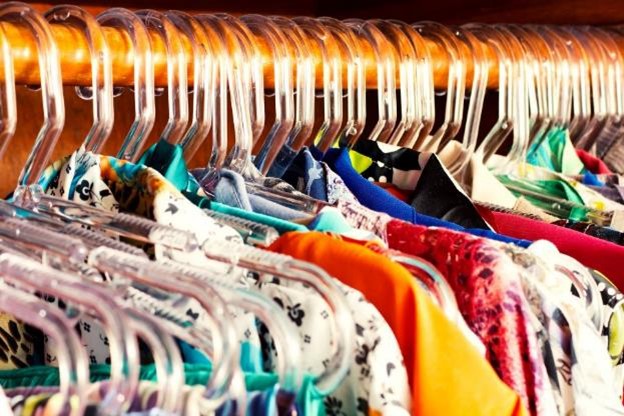 A wardrobe full of colorful clothes