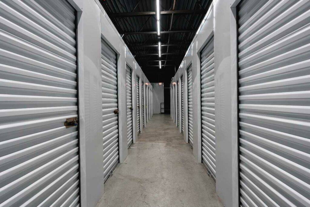 Interior of indoor self storage facility