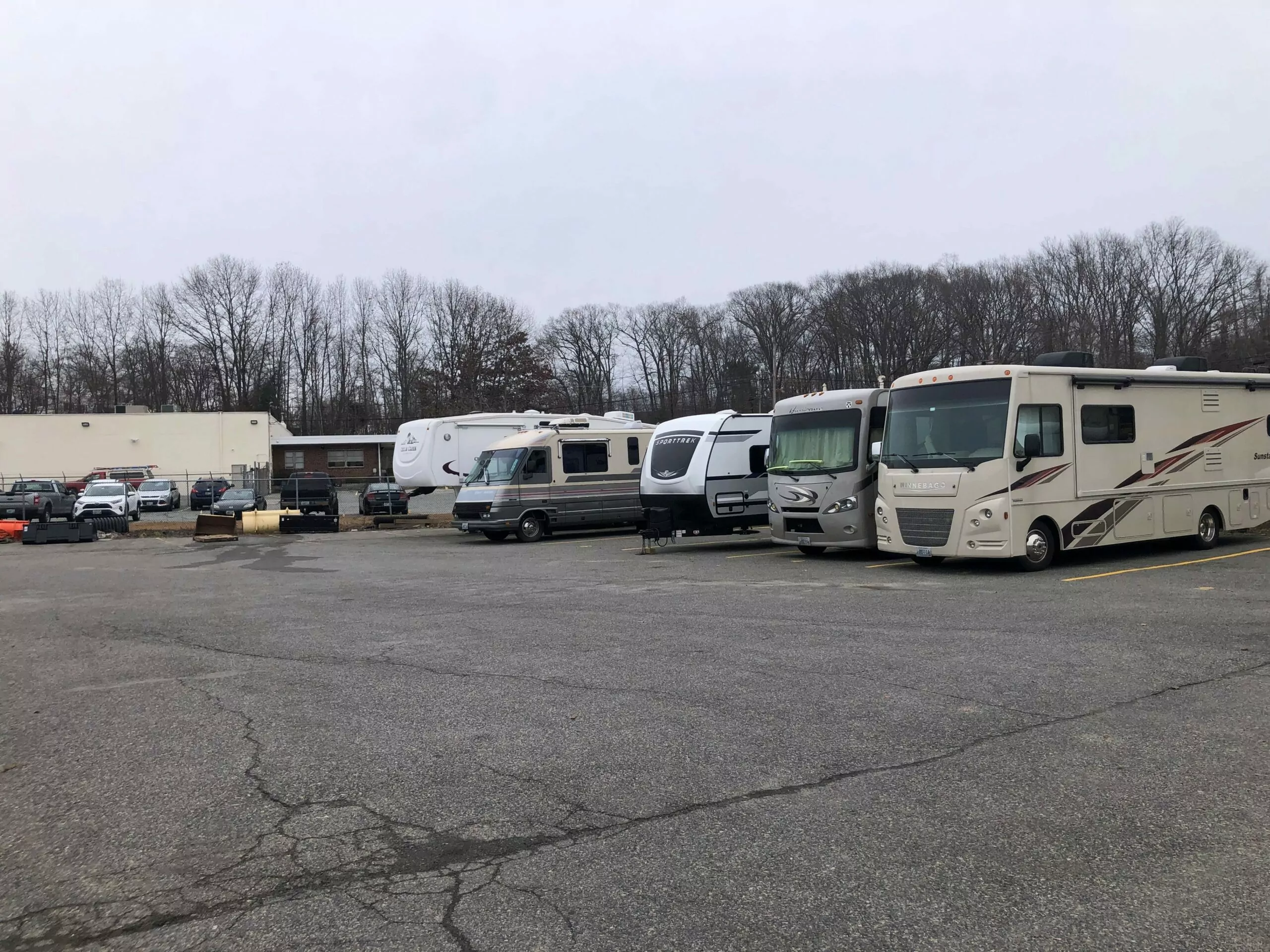 Outdoor uncovered vehicle parking.