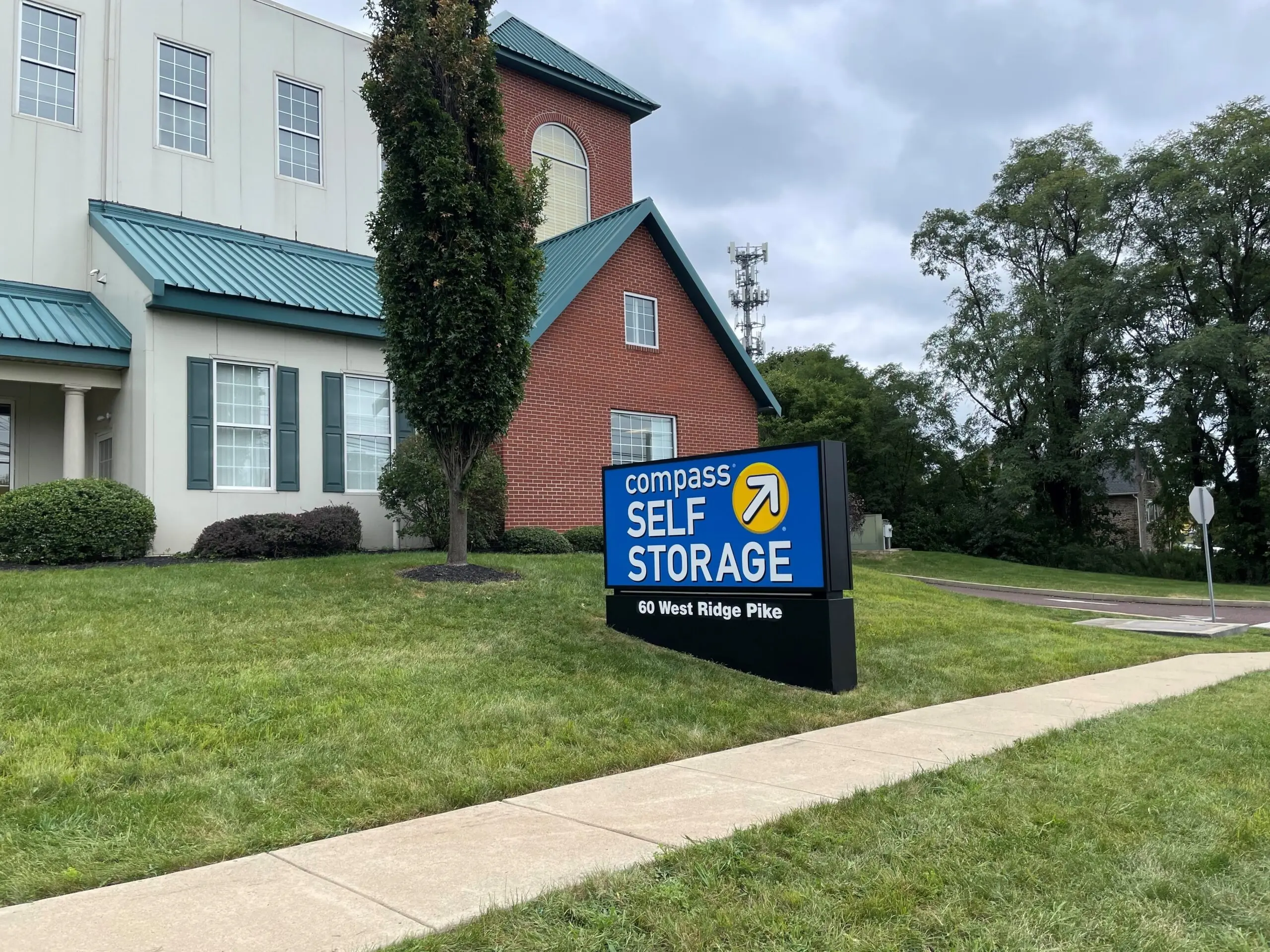 Compass Self Storage front sign.