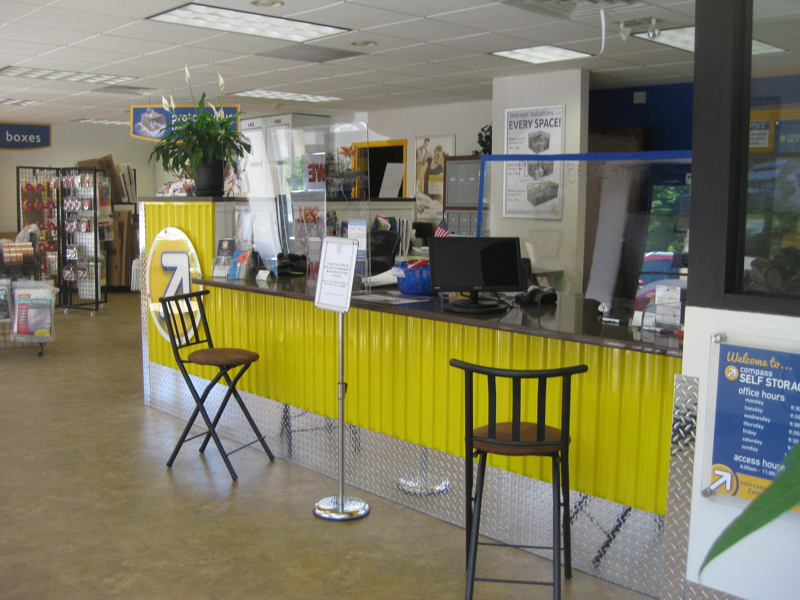 Front desk at Compass Self Storage.