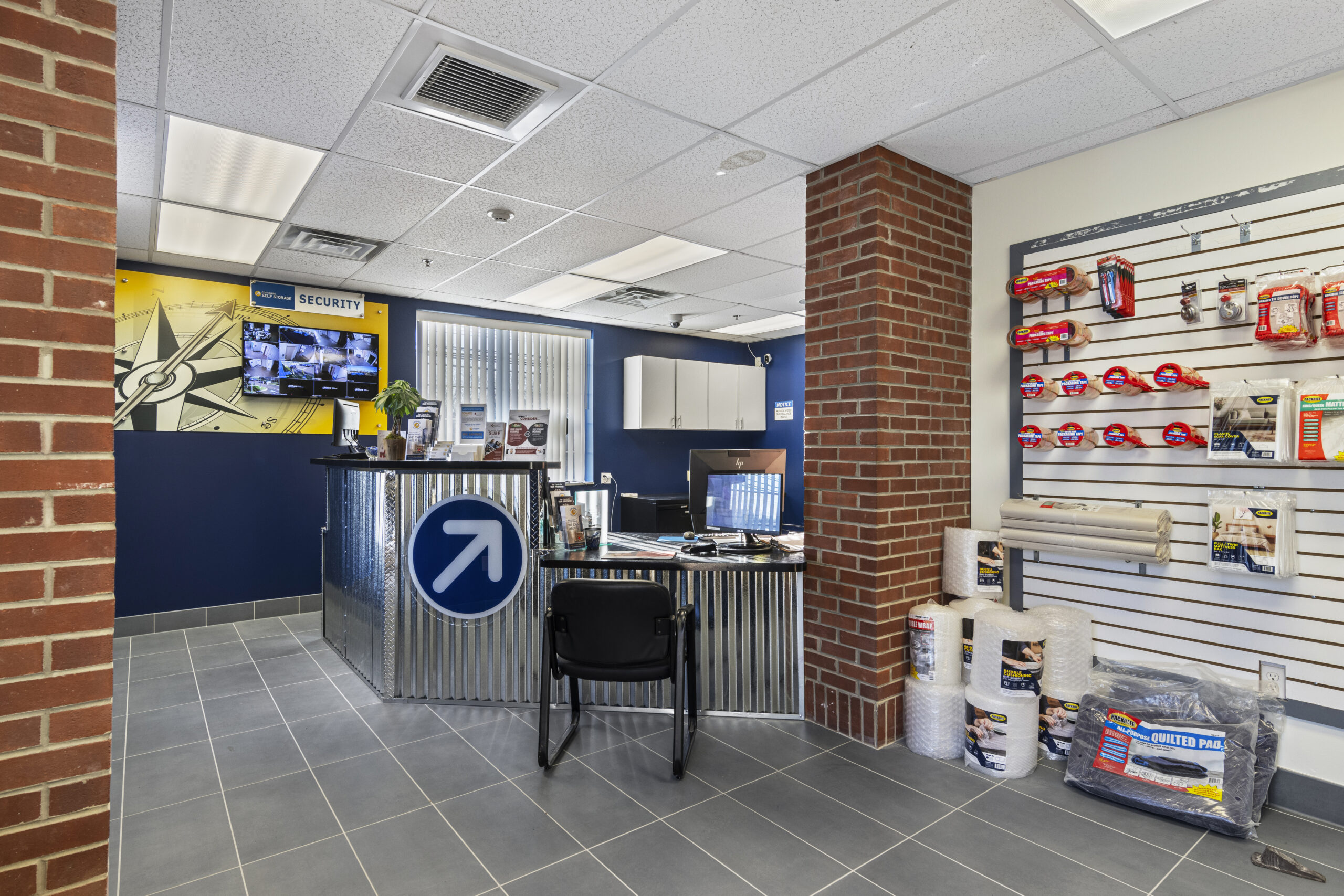 Service desk at Compass Self Storage.