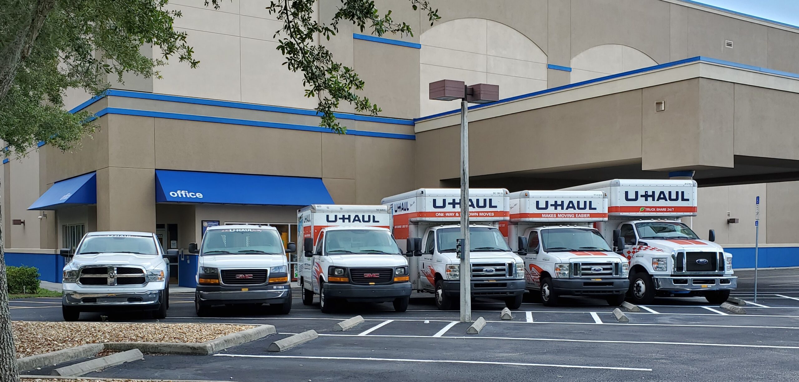 U-Haul trucks outside in Sarasota.