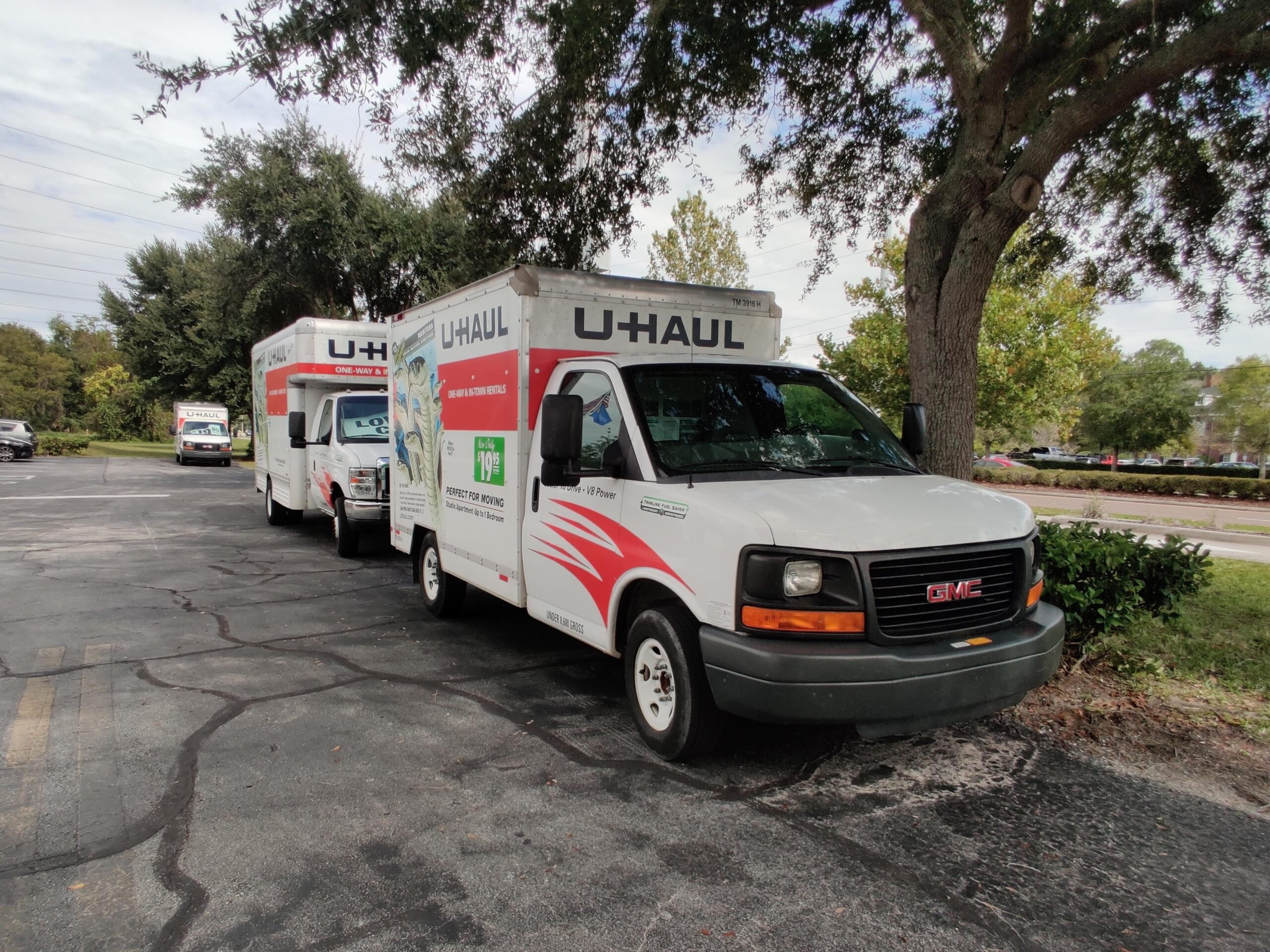 Moving trucks at Compass Self Storage.