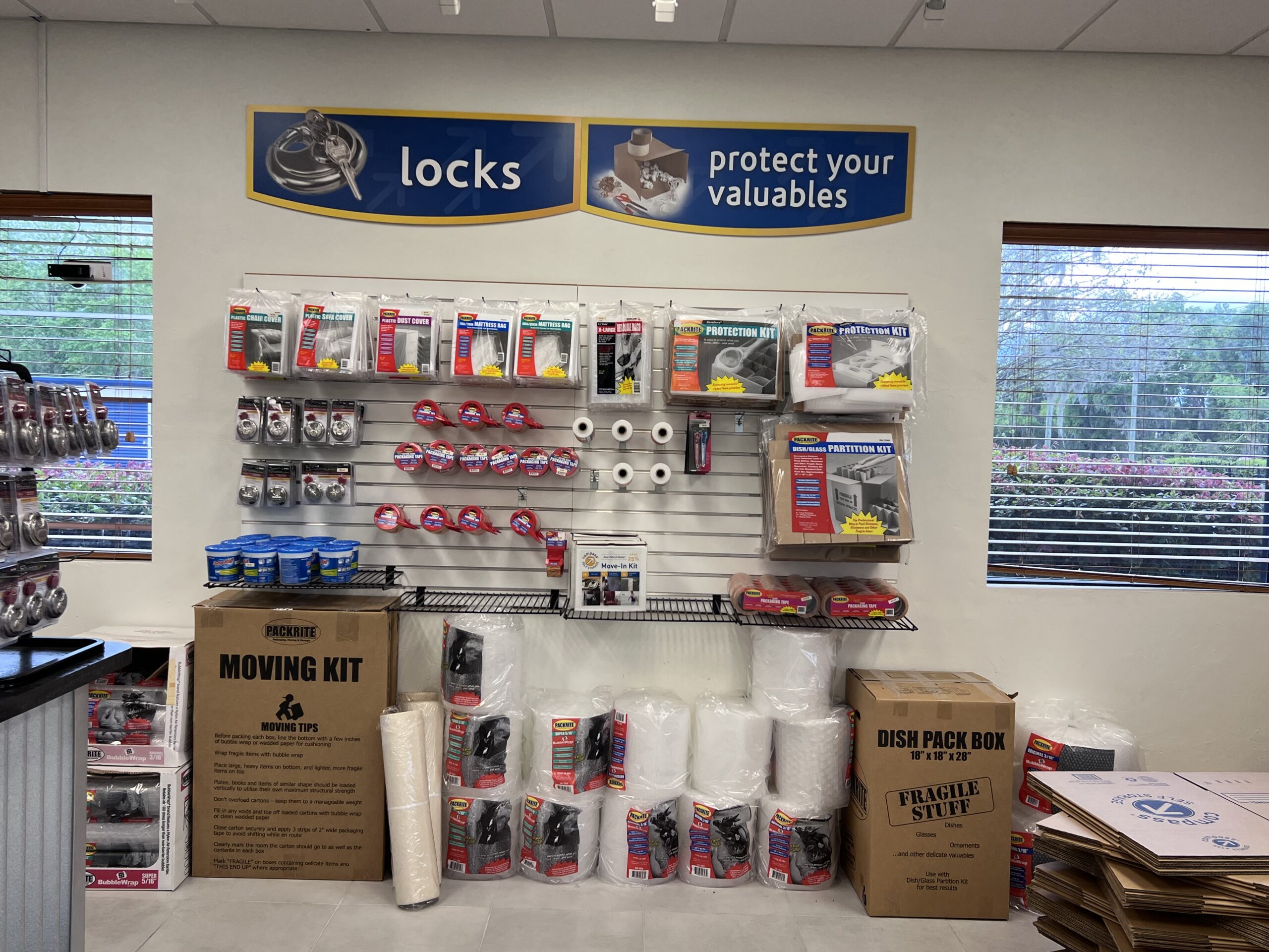 Packing supplies at Compass Self Storage.