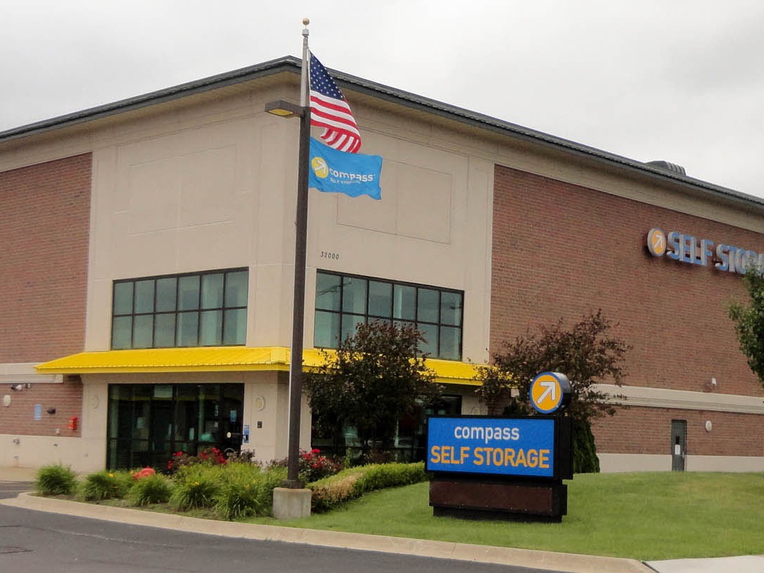 Facility entrance at Compass Self Storage.