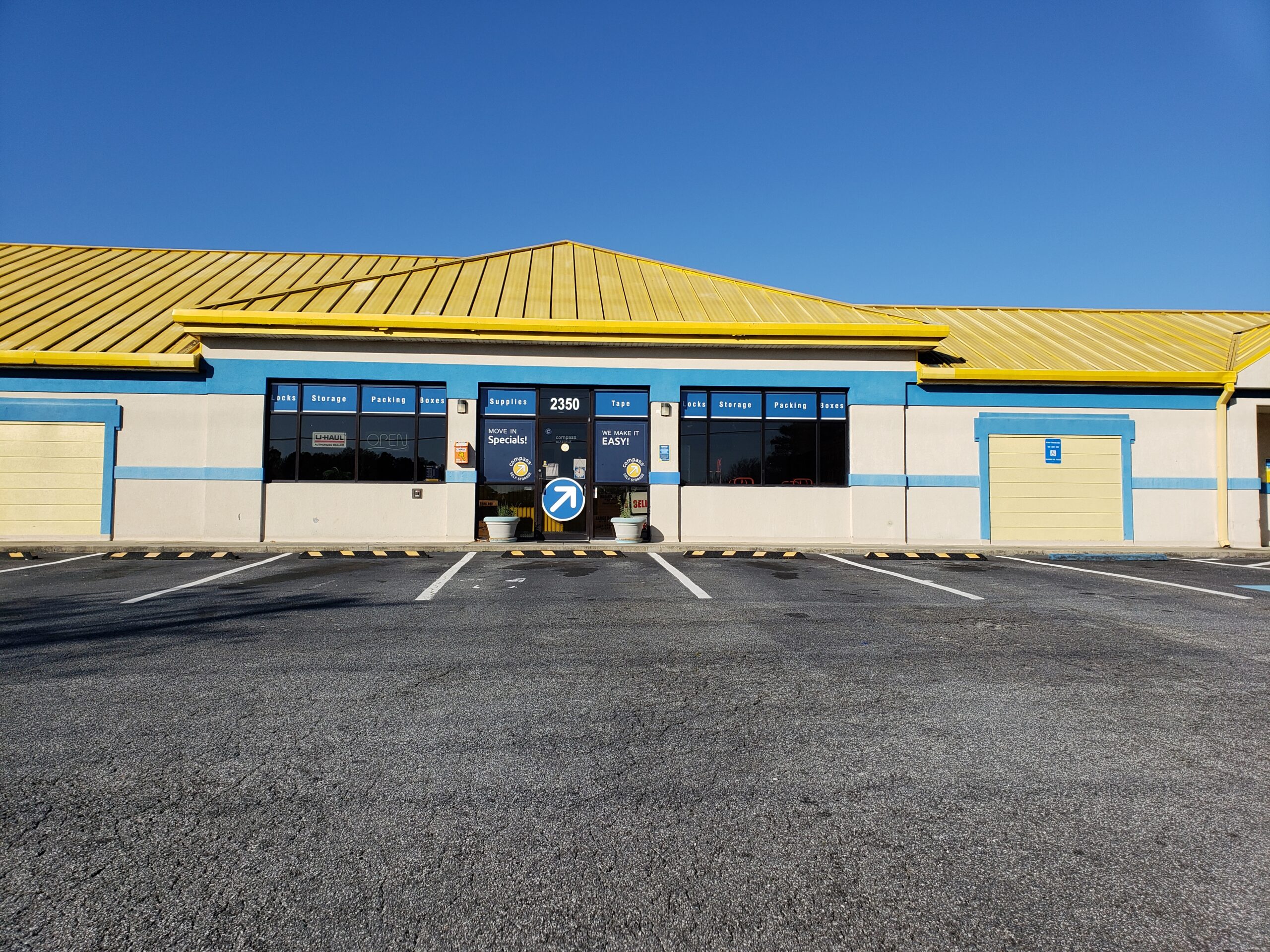 Facility entrance at Compass Self Storage.
