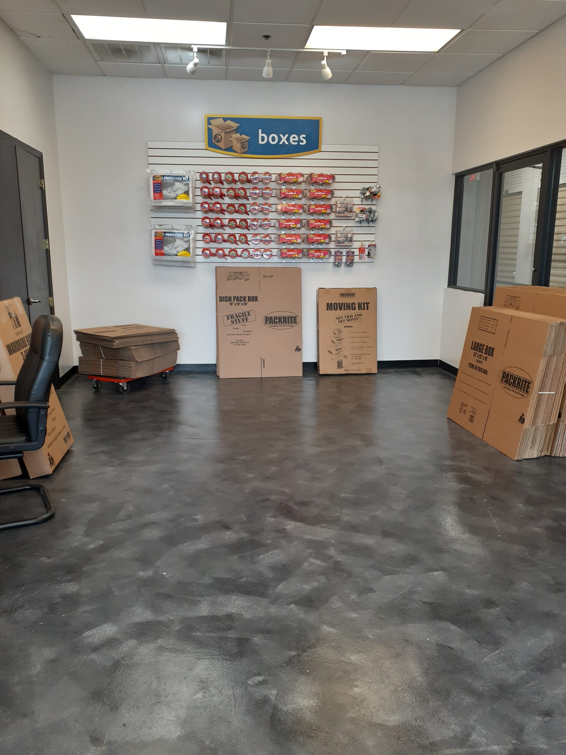 Packing supplies at Compass Self Storage.