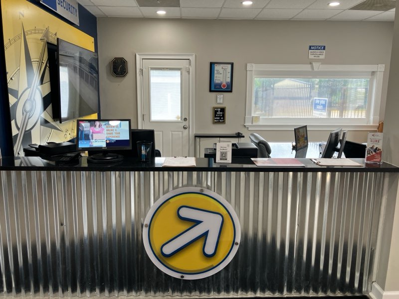 Service desk at Compass Self Storage.
