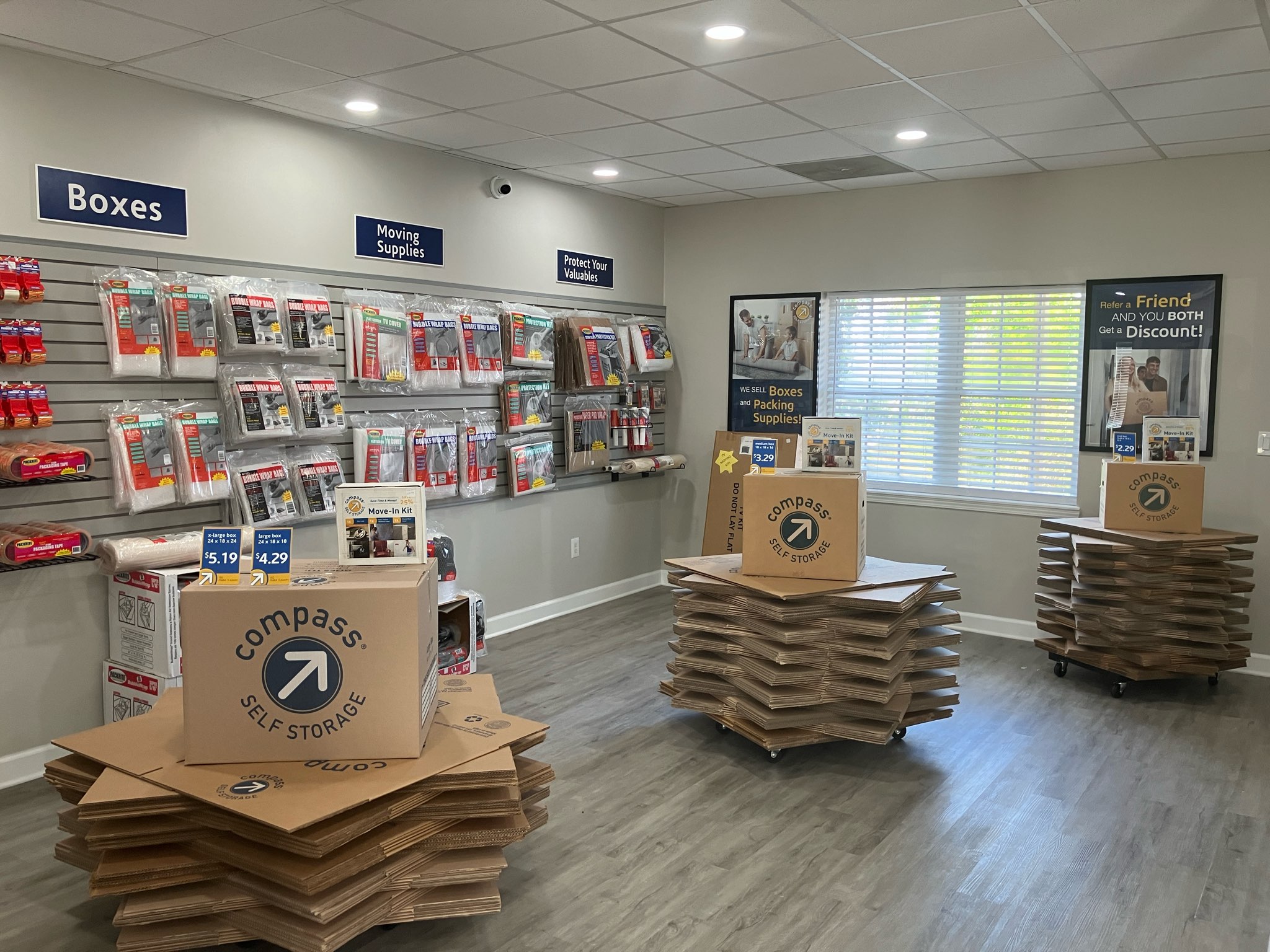 Packing supplies at Compass Self Storage.