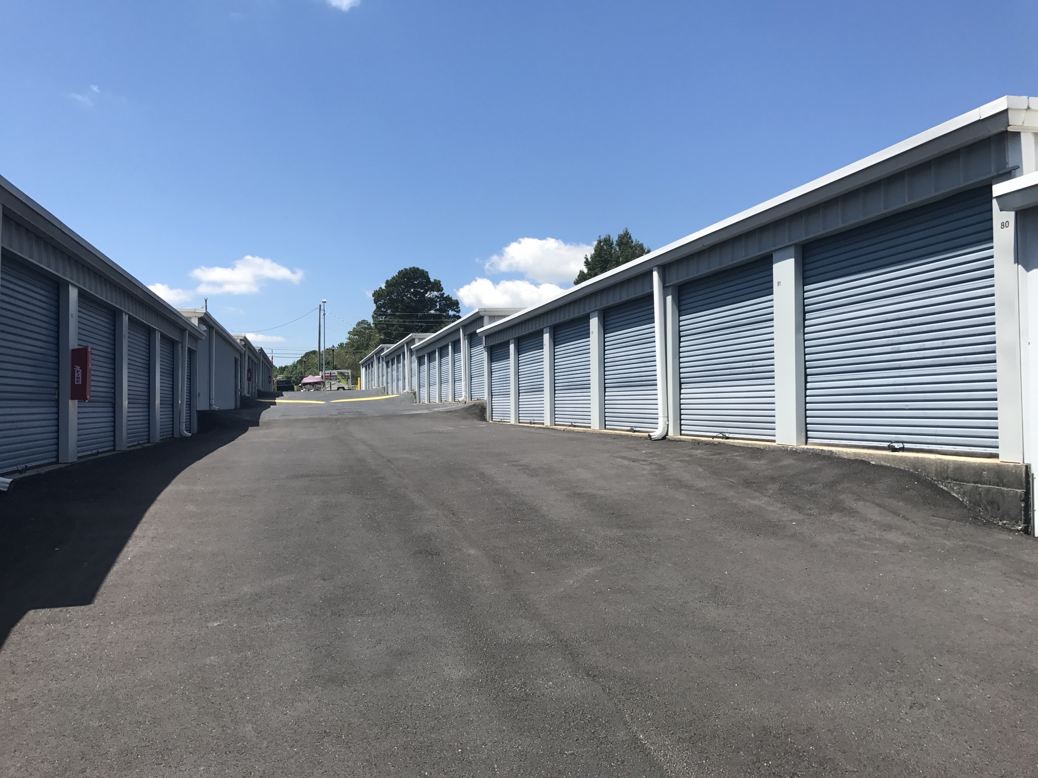 Drive-up units at Compass Self Storage.