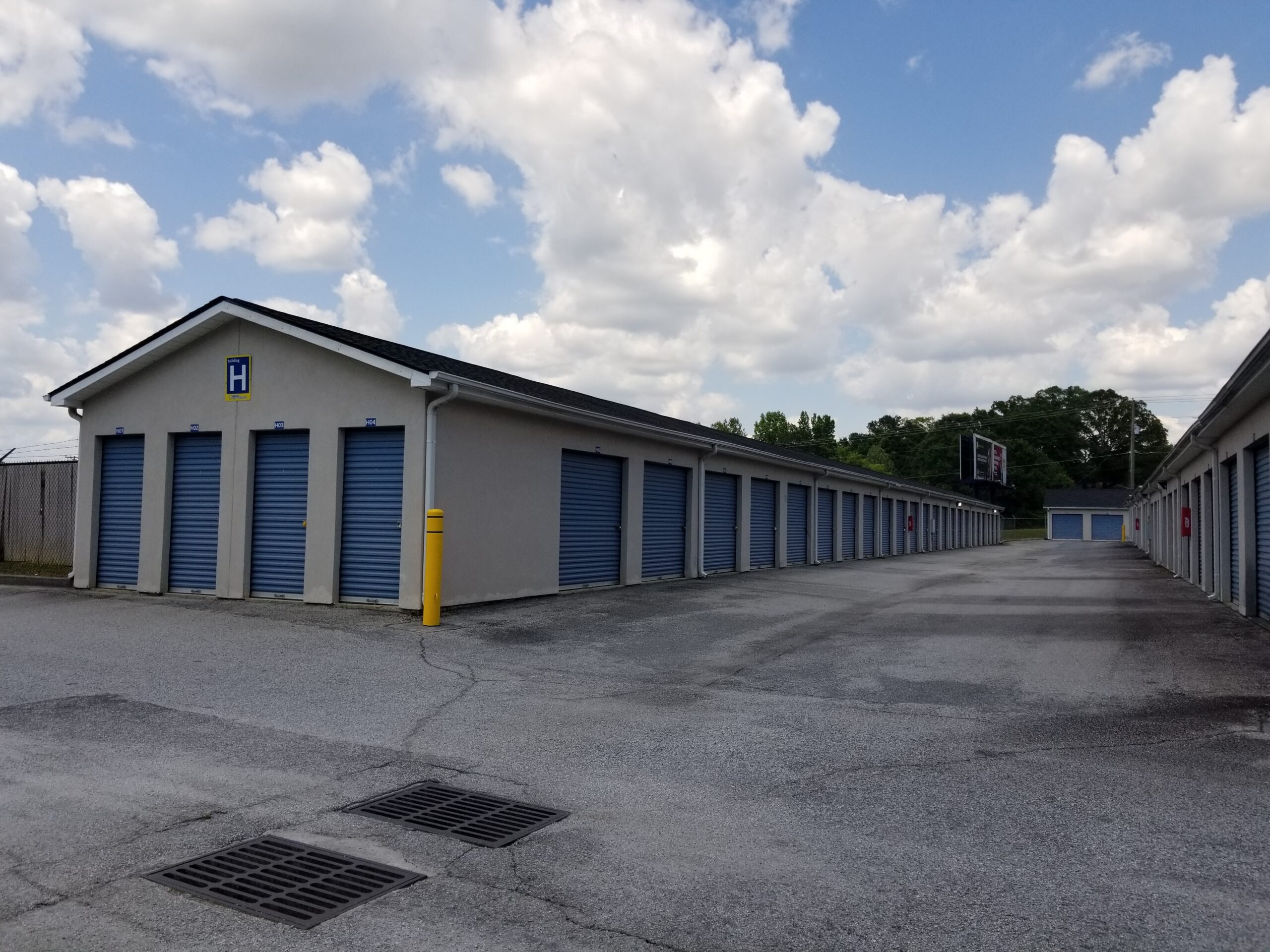 Drive-up units at Compass Self Storage.