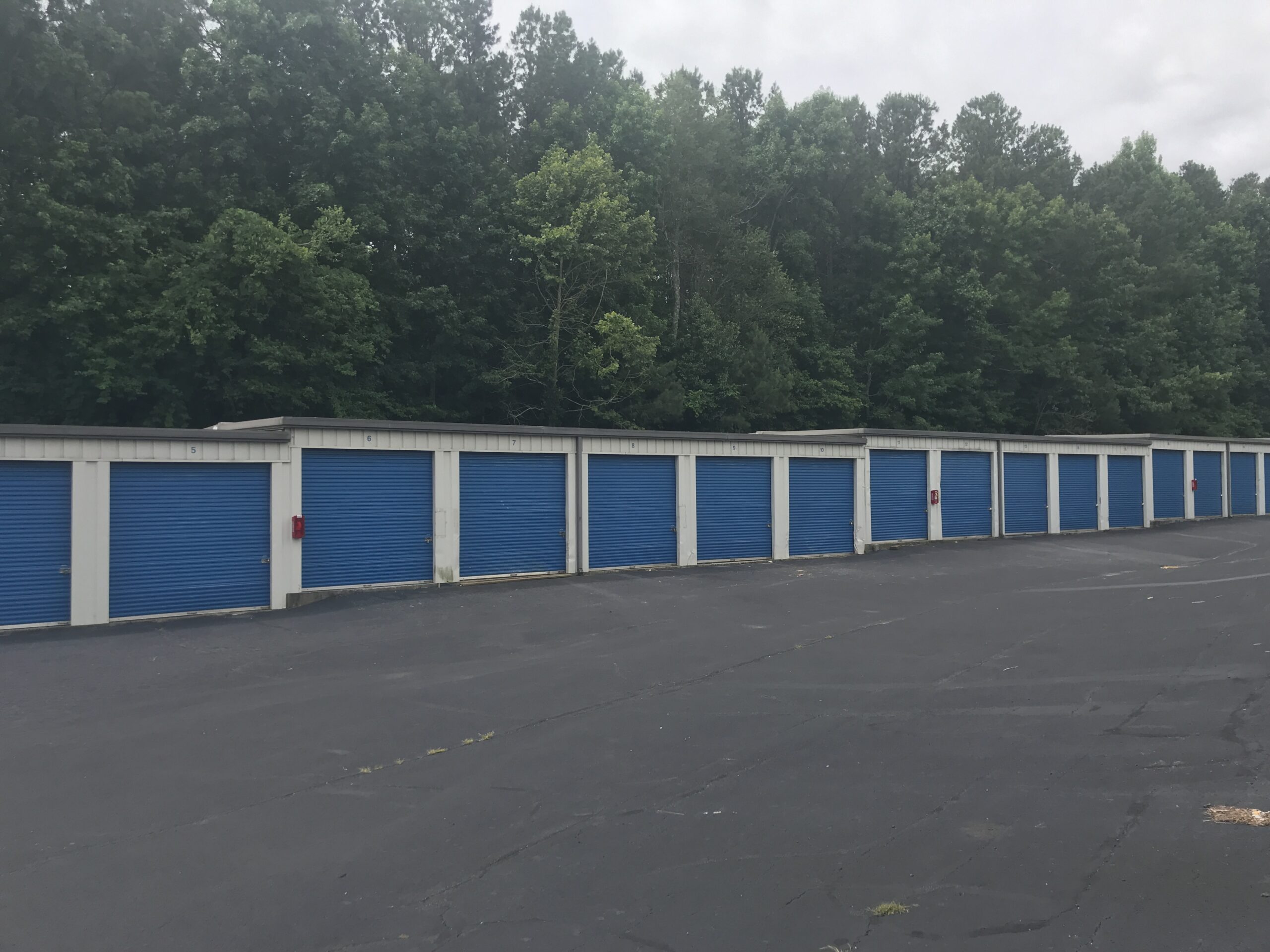 Drive-up units at Compass Self Storage.