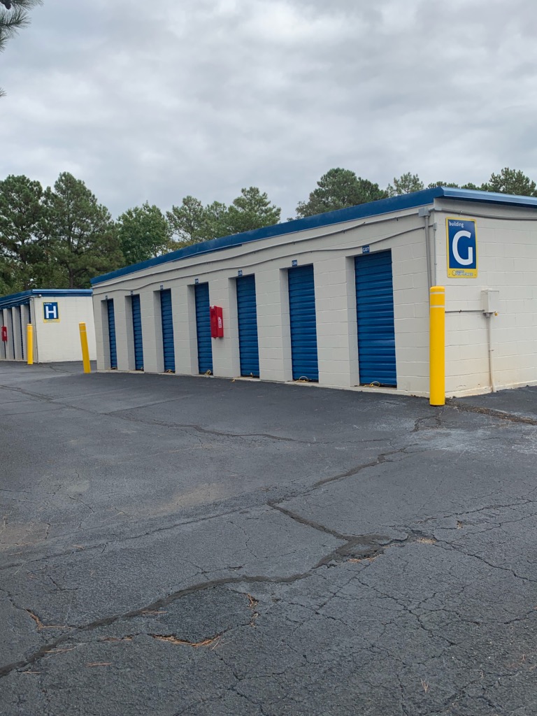 Drive-up units at Compass Self Storage.