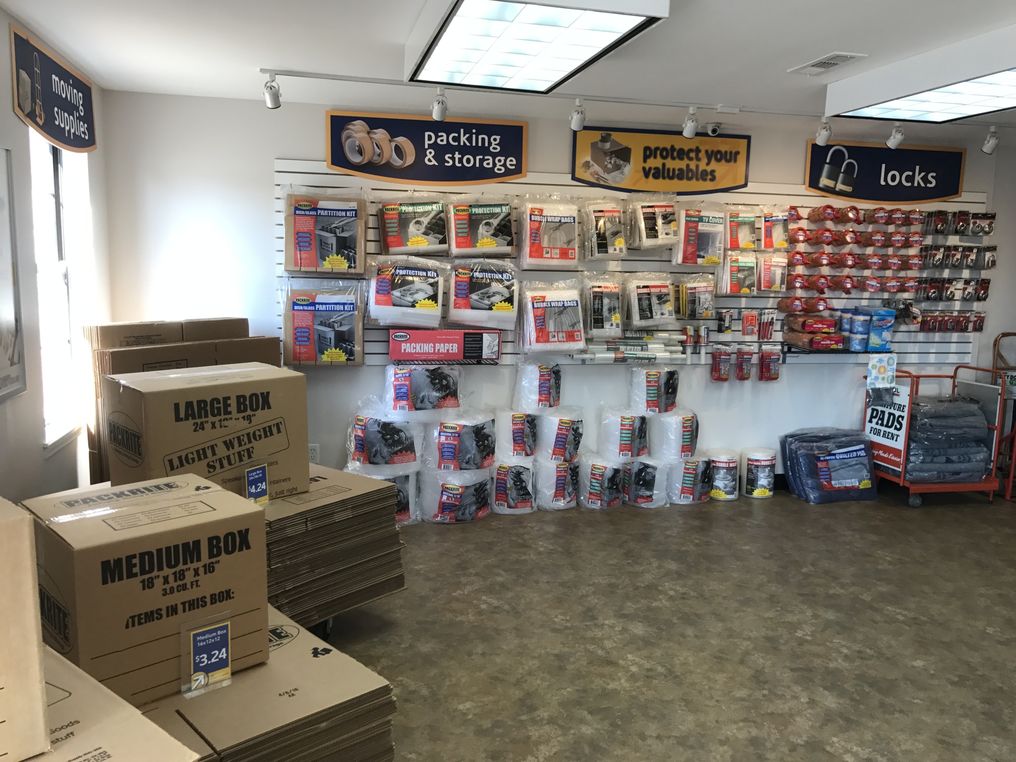 Packing supplies at Compass Self Storage.