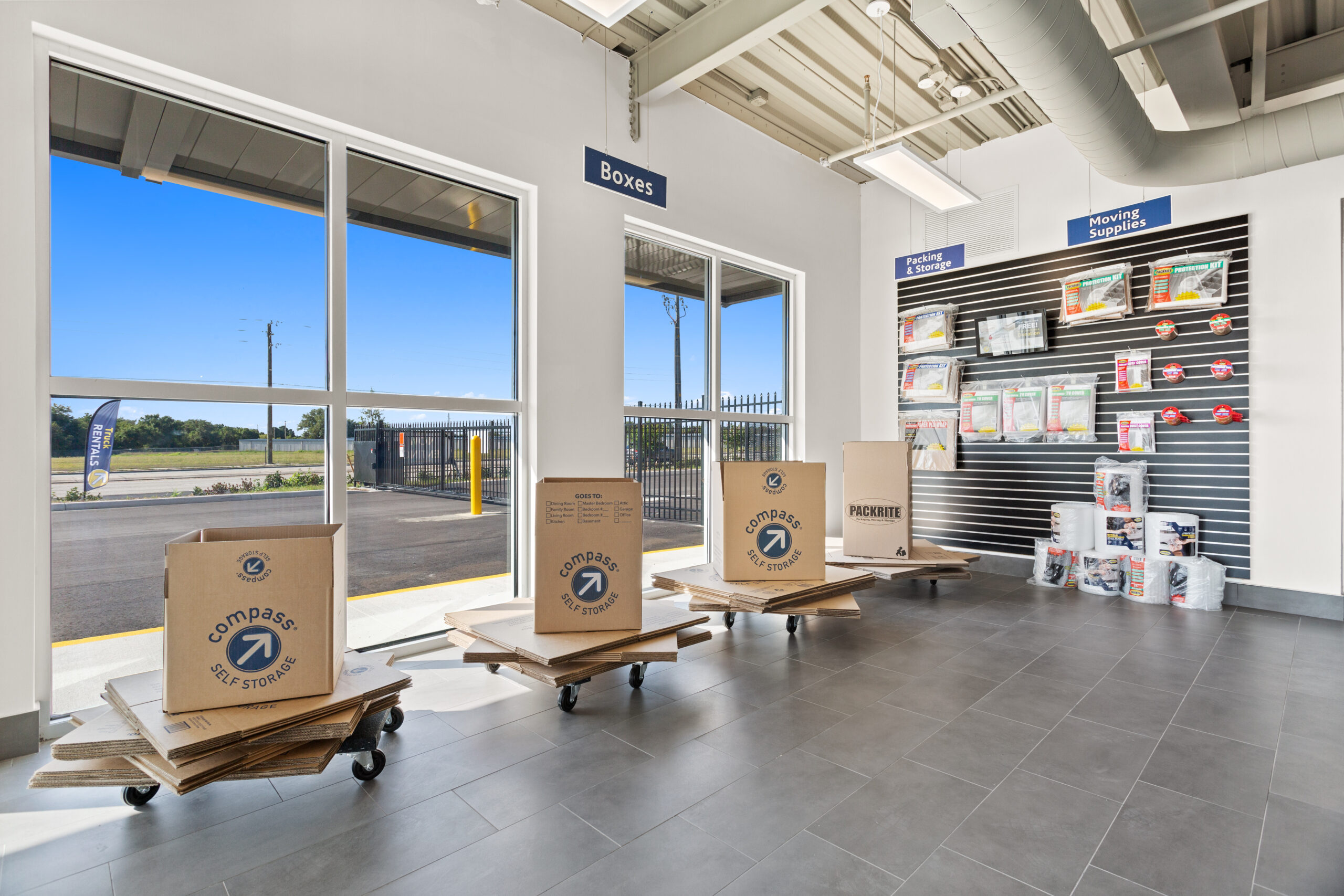 Packing supplies at Compass Self Storage.